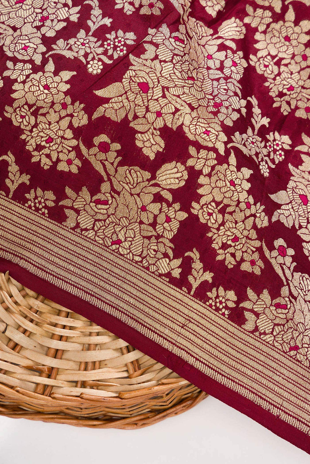Maroon Banarasi Silk Dress Material