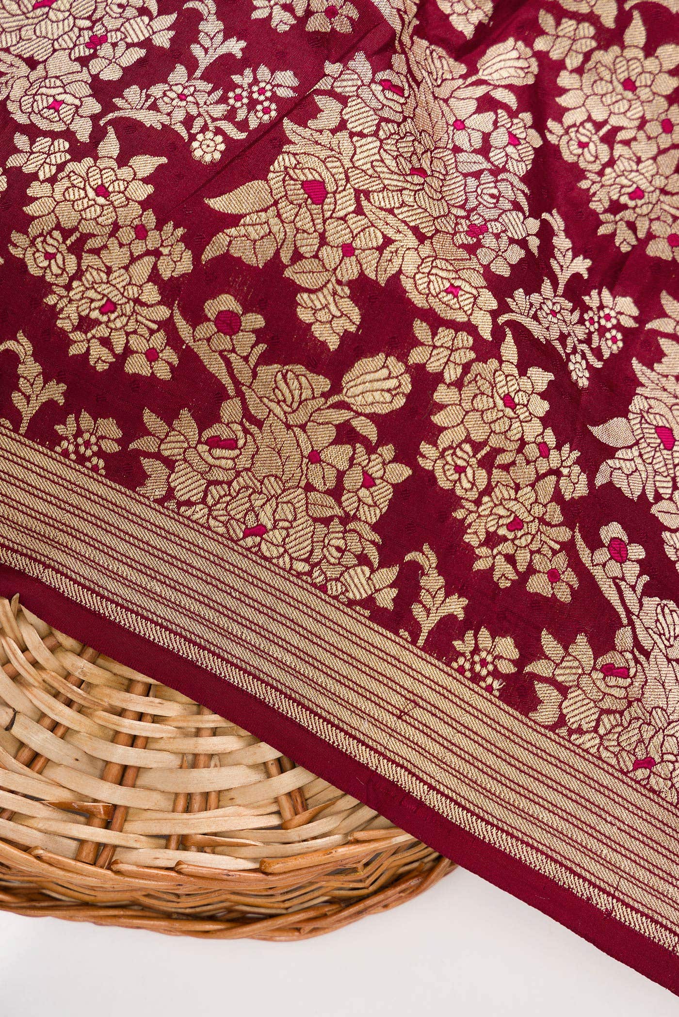Maroon Banarasi Silk Dress Material