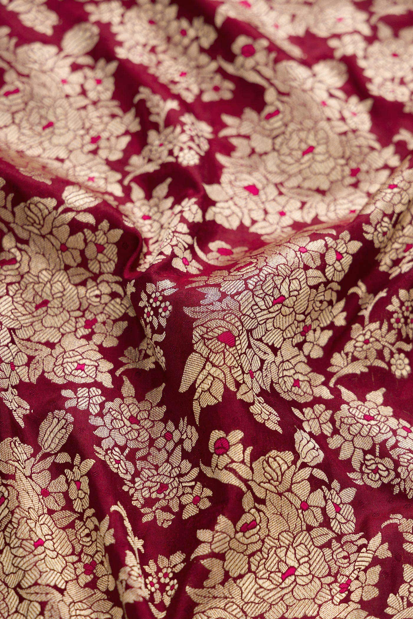 Maroon Banarasi Silk Dress Material