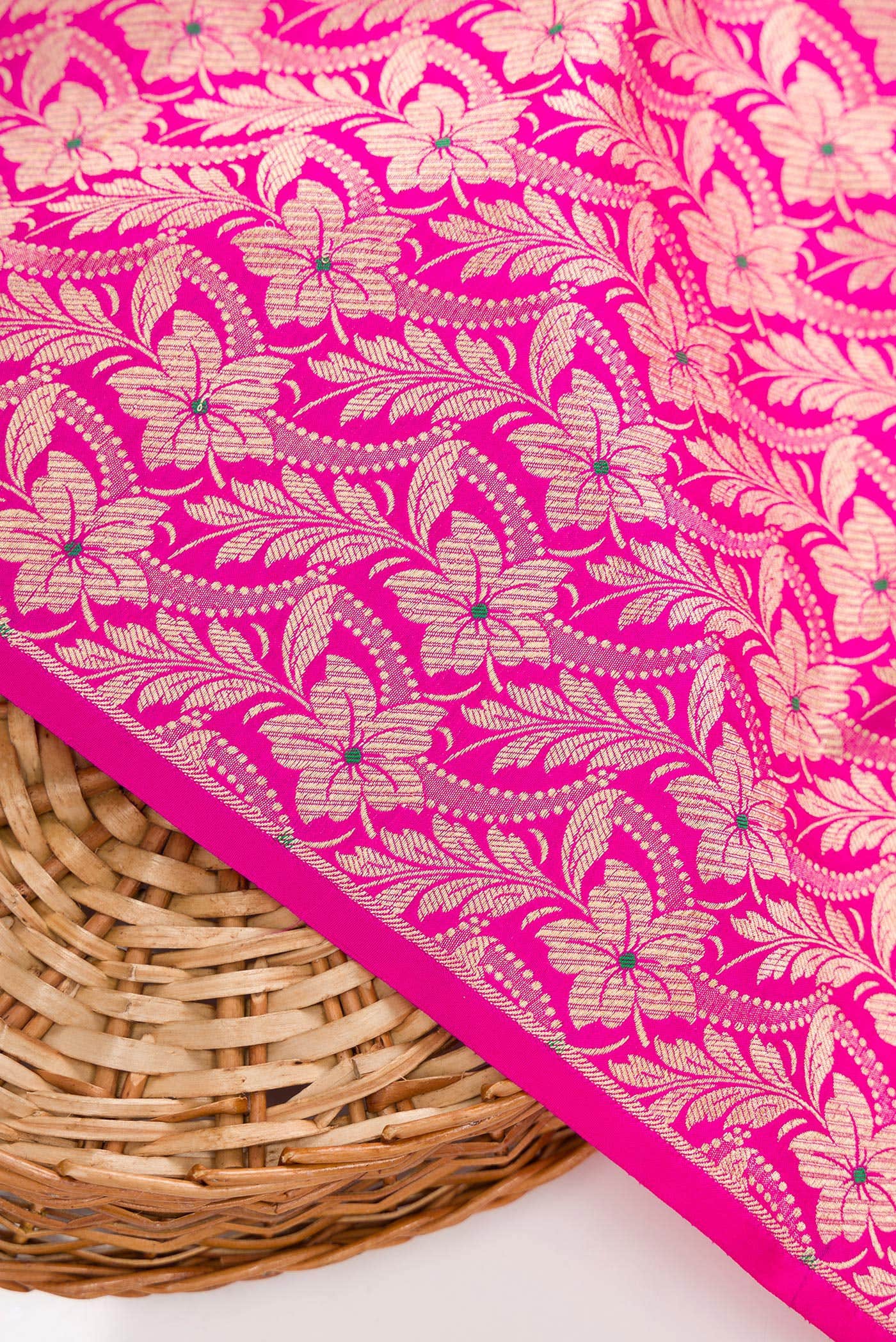 Dark Pink Banarasi Silk Dress Material