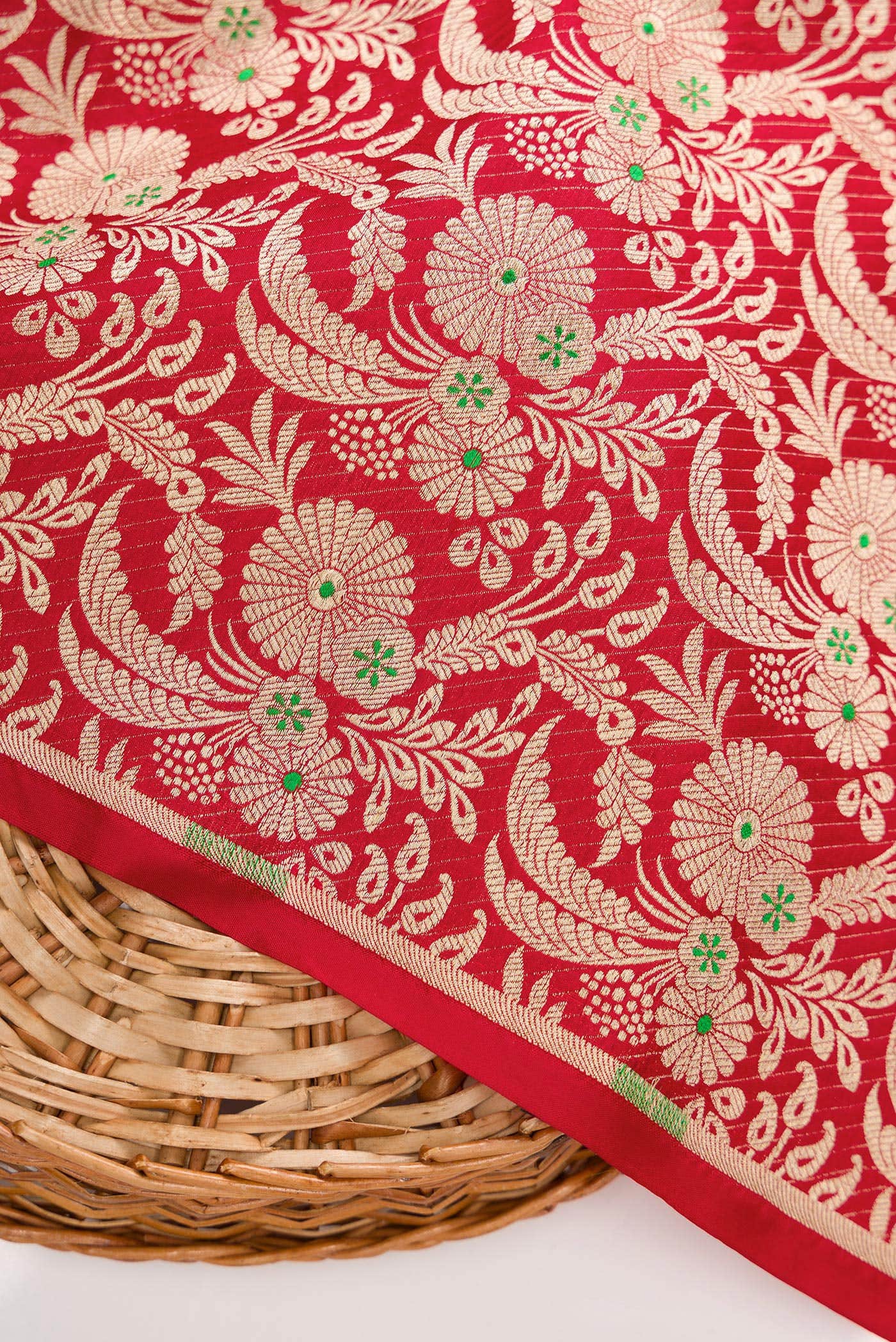 Red Banarasi Silk Dress Material