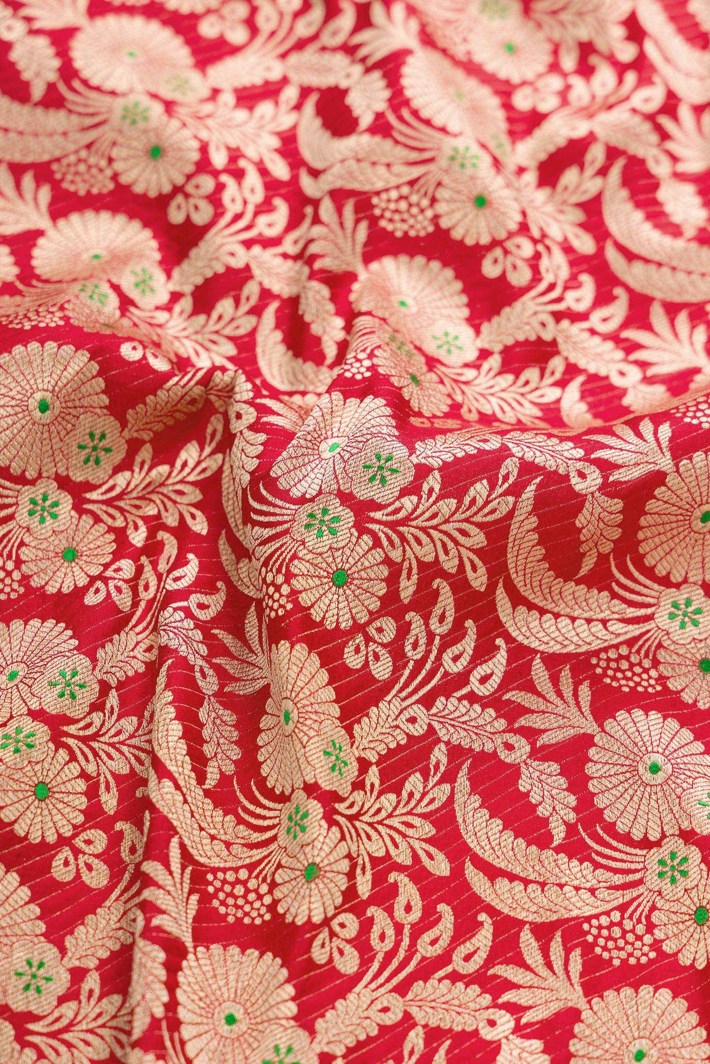 Red Banarasi Silk Dress Material