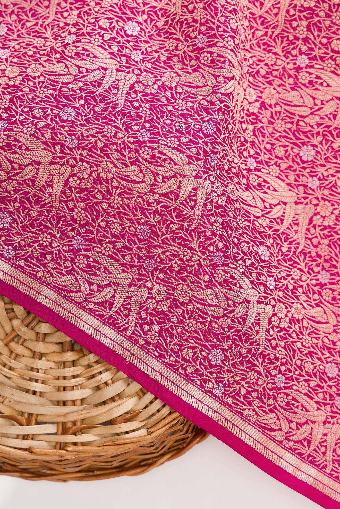 Pink Banarasi Silk Dress Material