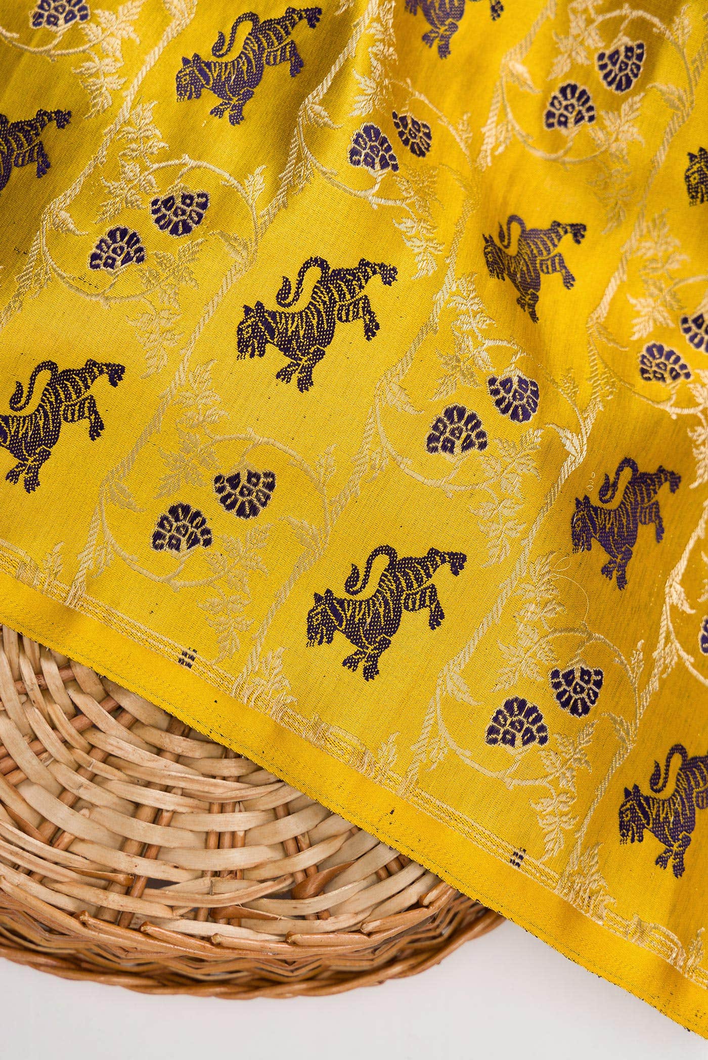 Mustard Banarasi Silk Dress Material