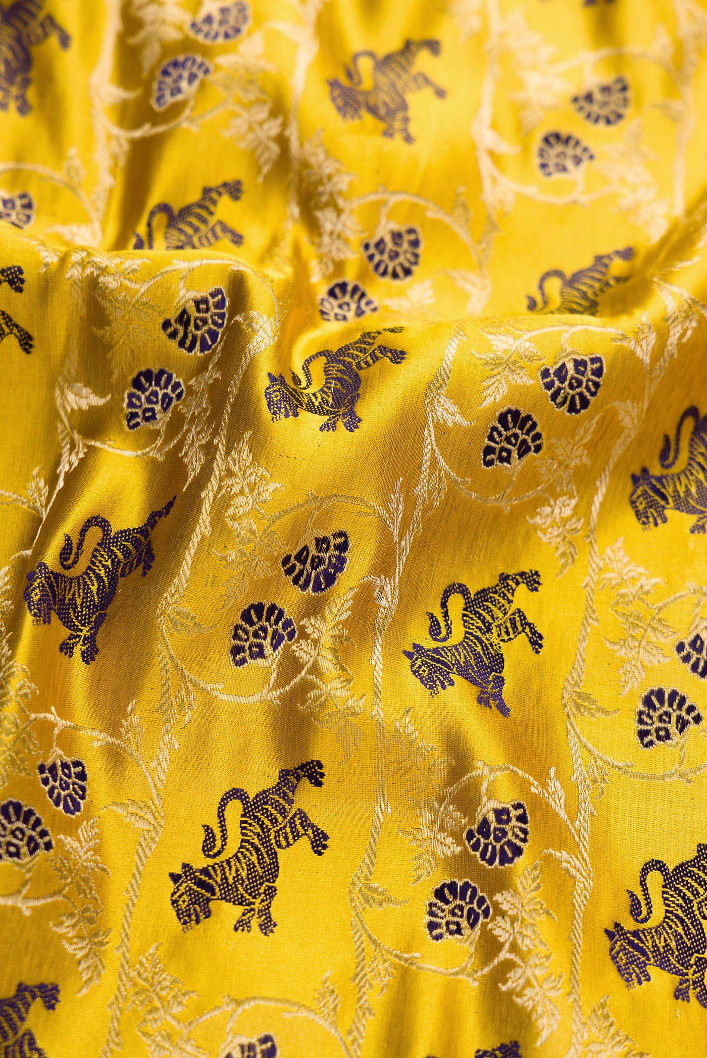 Mustard Banarasi Silk Dress Material