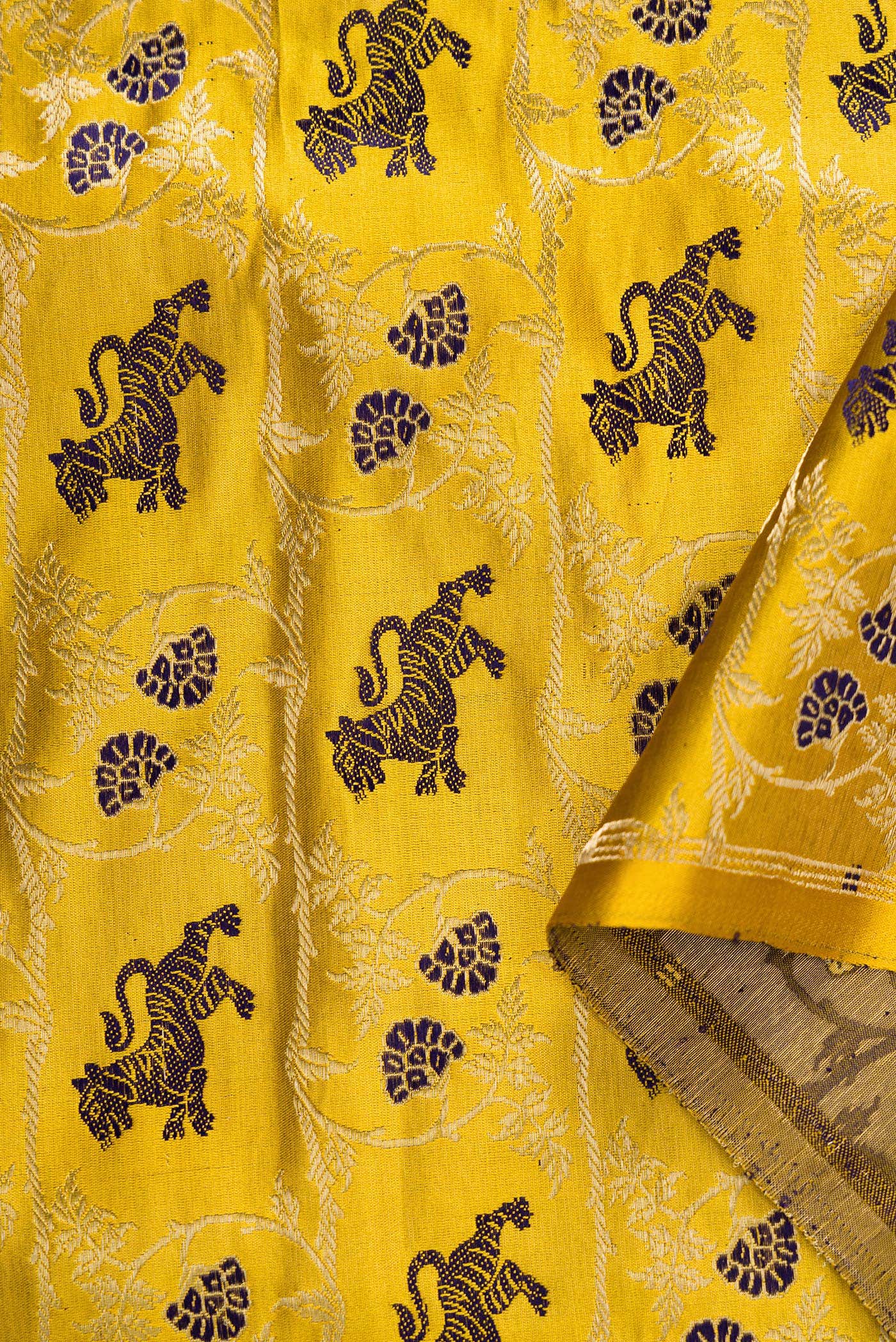 Mustard Banarasi Silk Dress Material