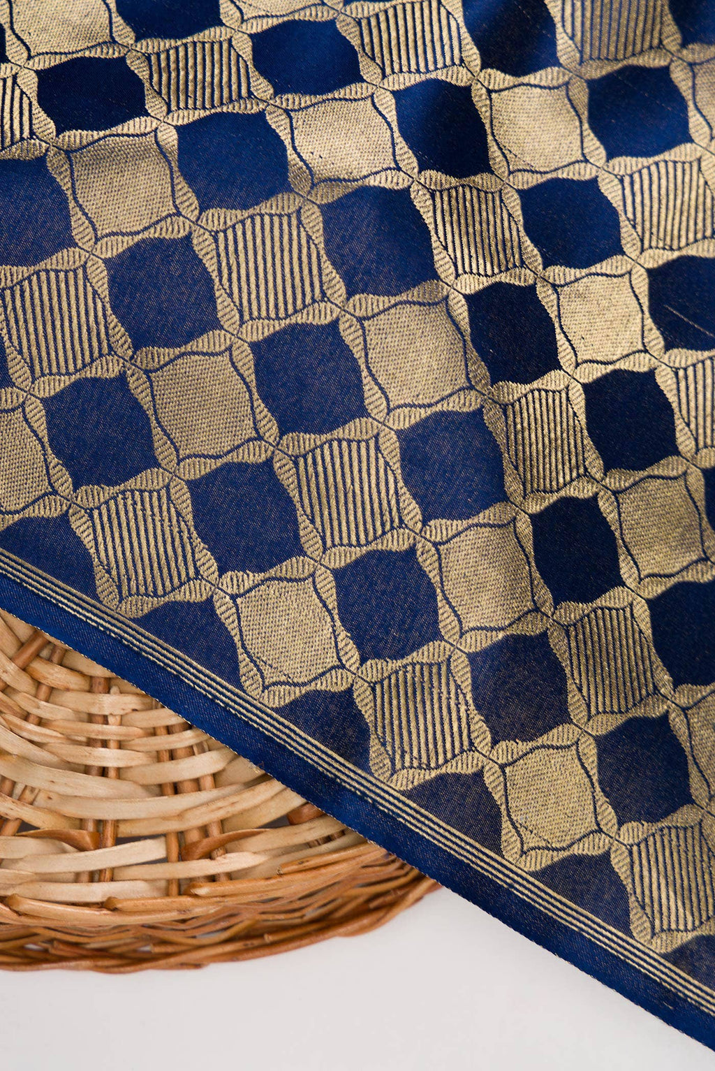 Navy Blue Banarasi Silk Dress Material
