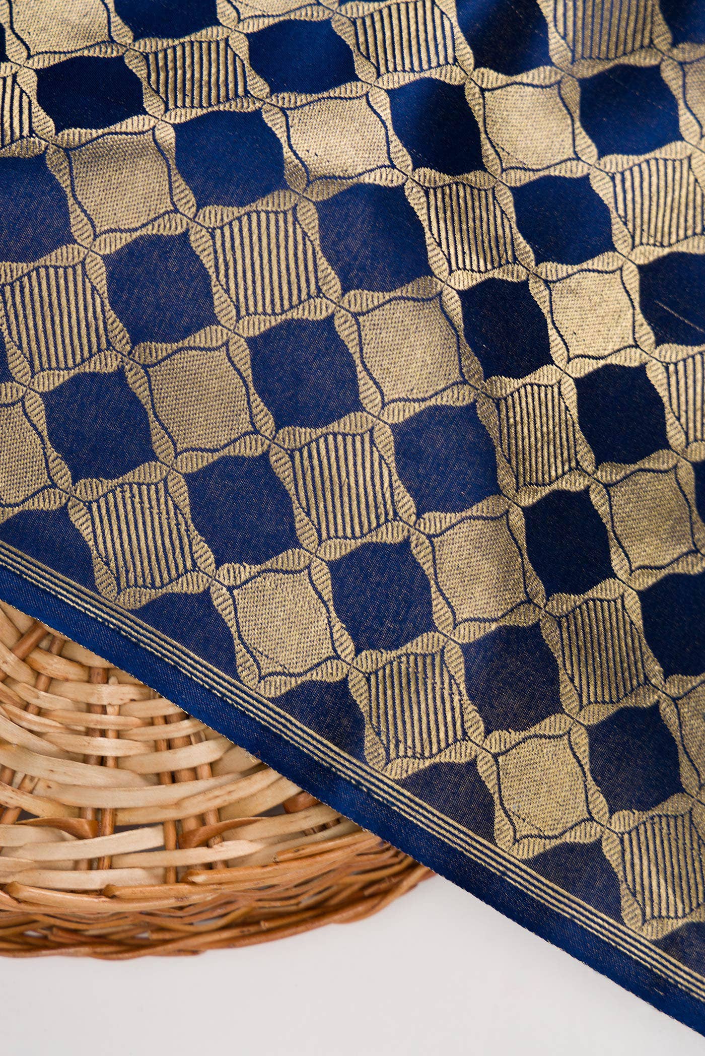 Navy Blue Banarasi Silk Dress Material