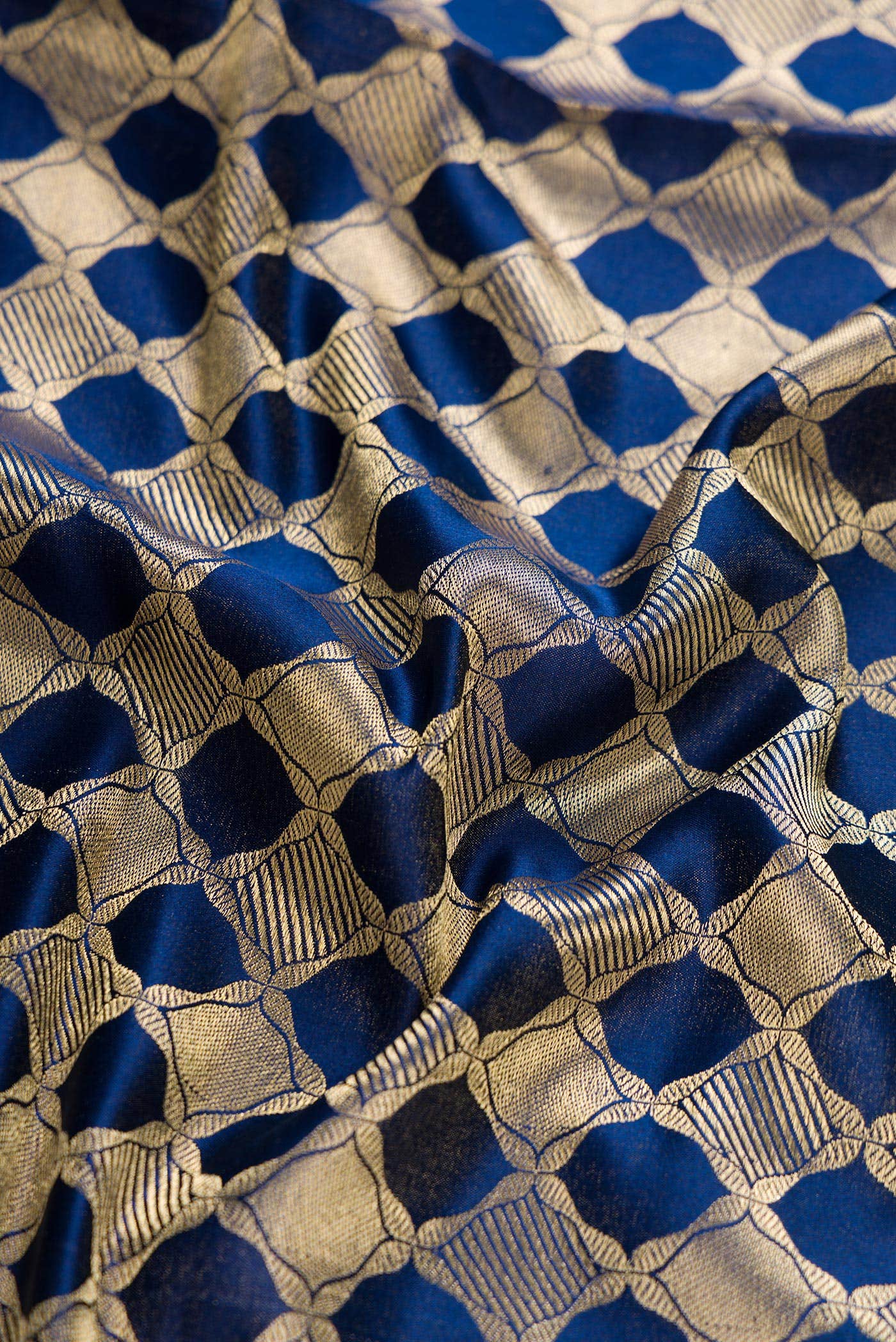 Navy Blue Banarasi Silk Dress Material