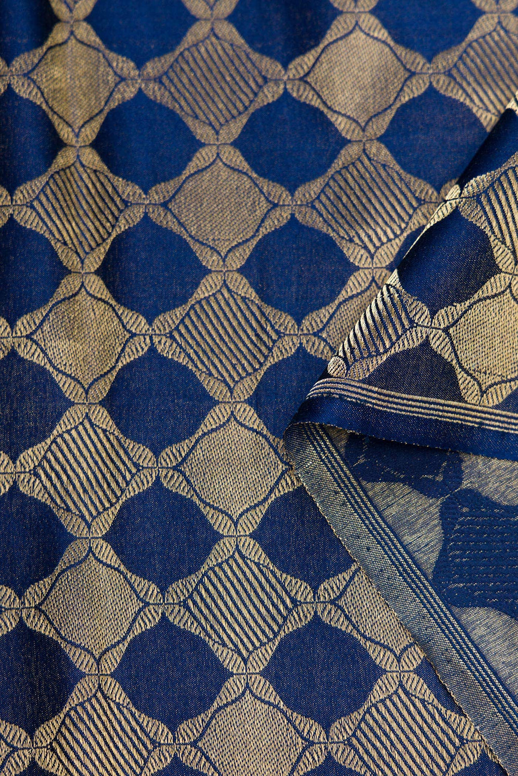 Navy Blue Banarasi Silk Dress Material