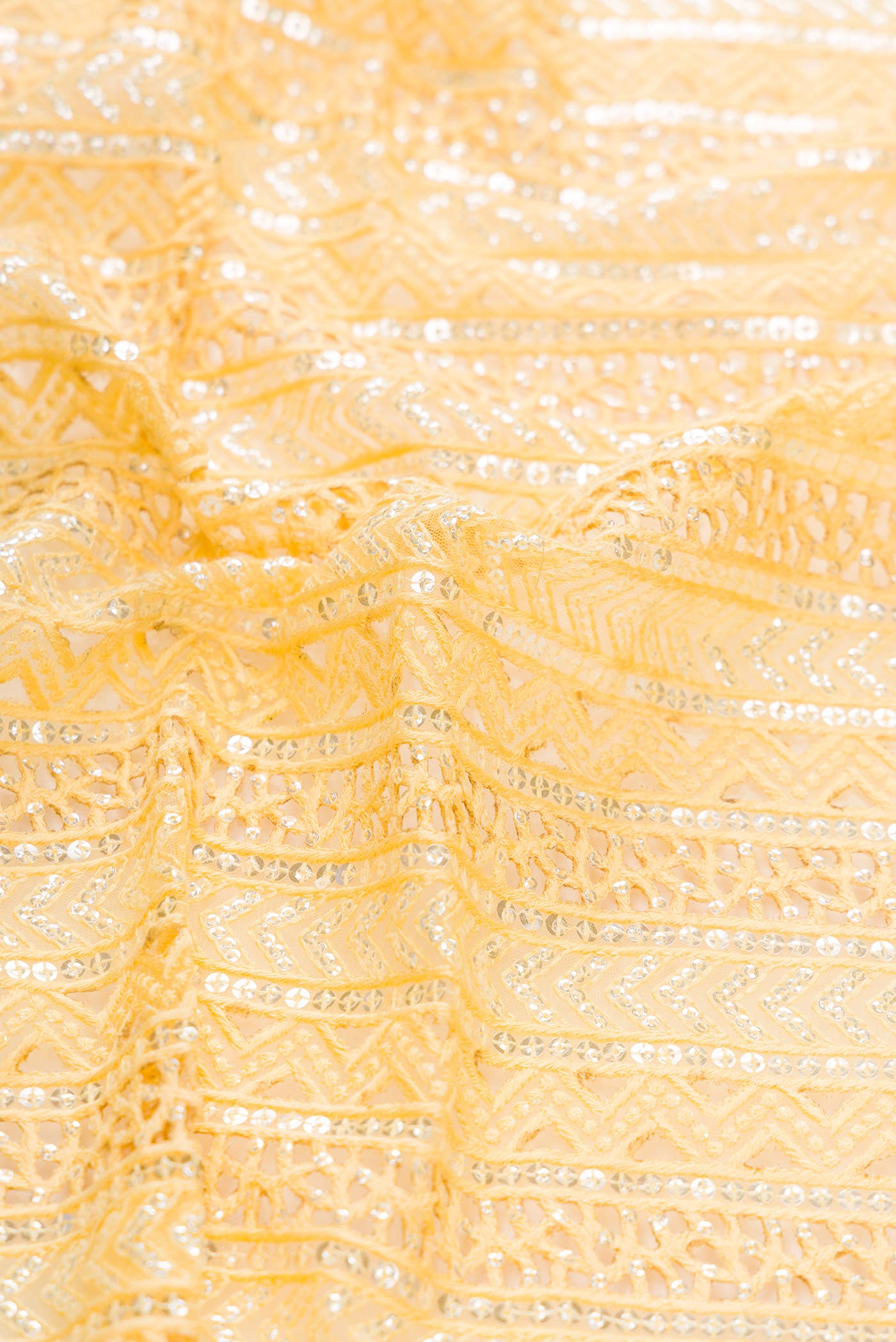 Yellow Embroidery Net Dress Material