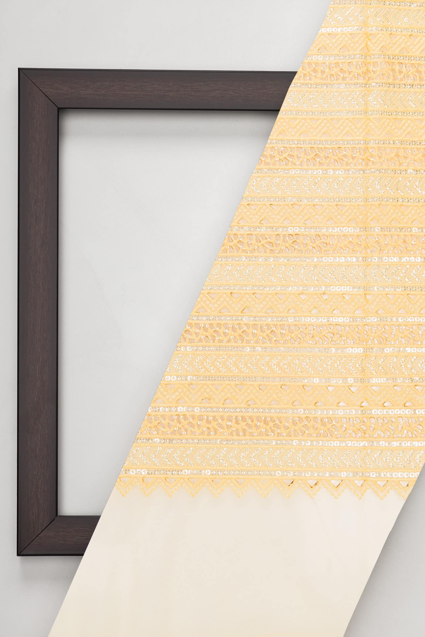 Yellow Embroidery Net Dress Material