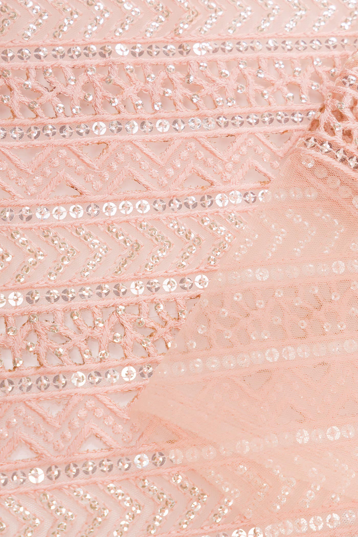 Peach Embroidery Net Dress Material