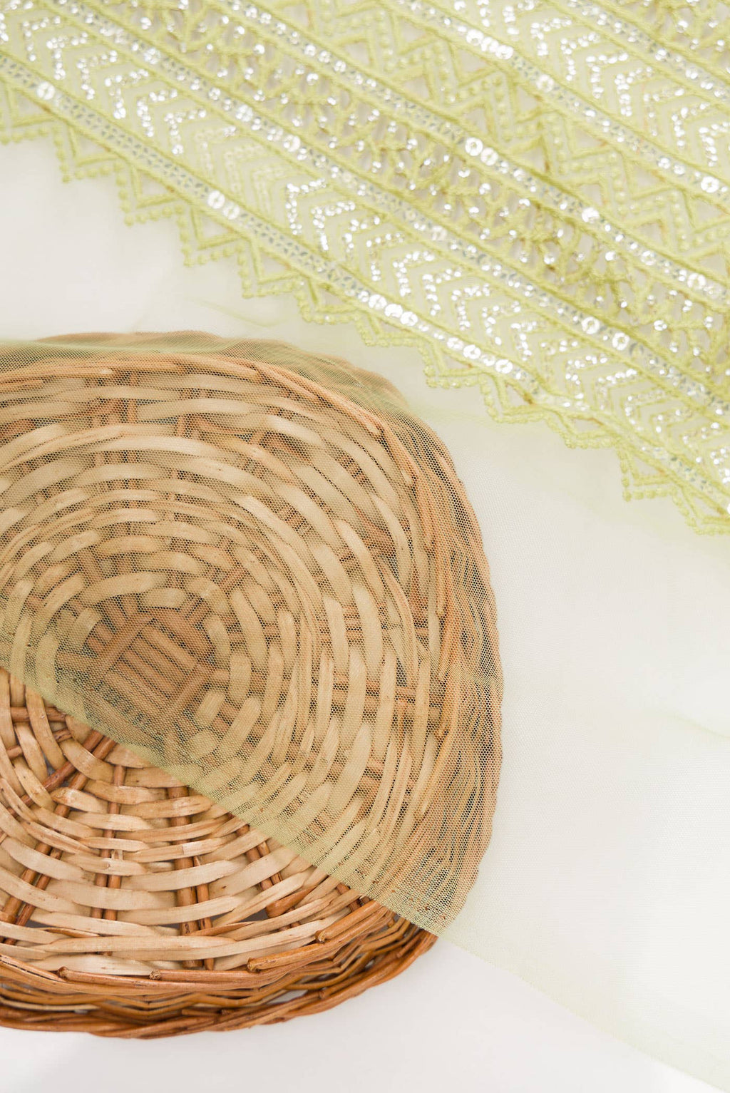 Pista Green Embroidery Net Dress Material