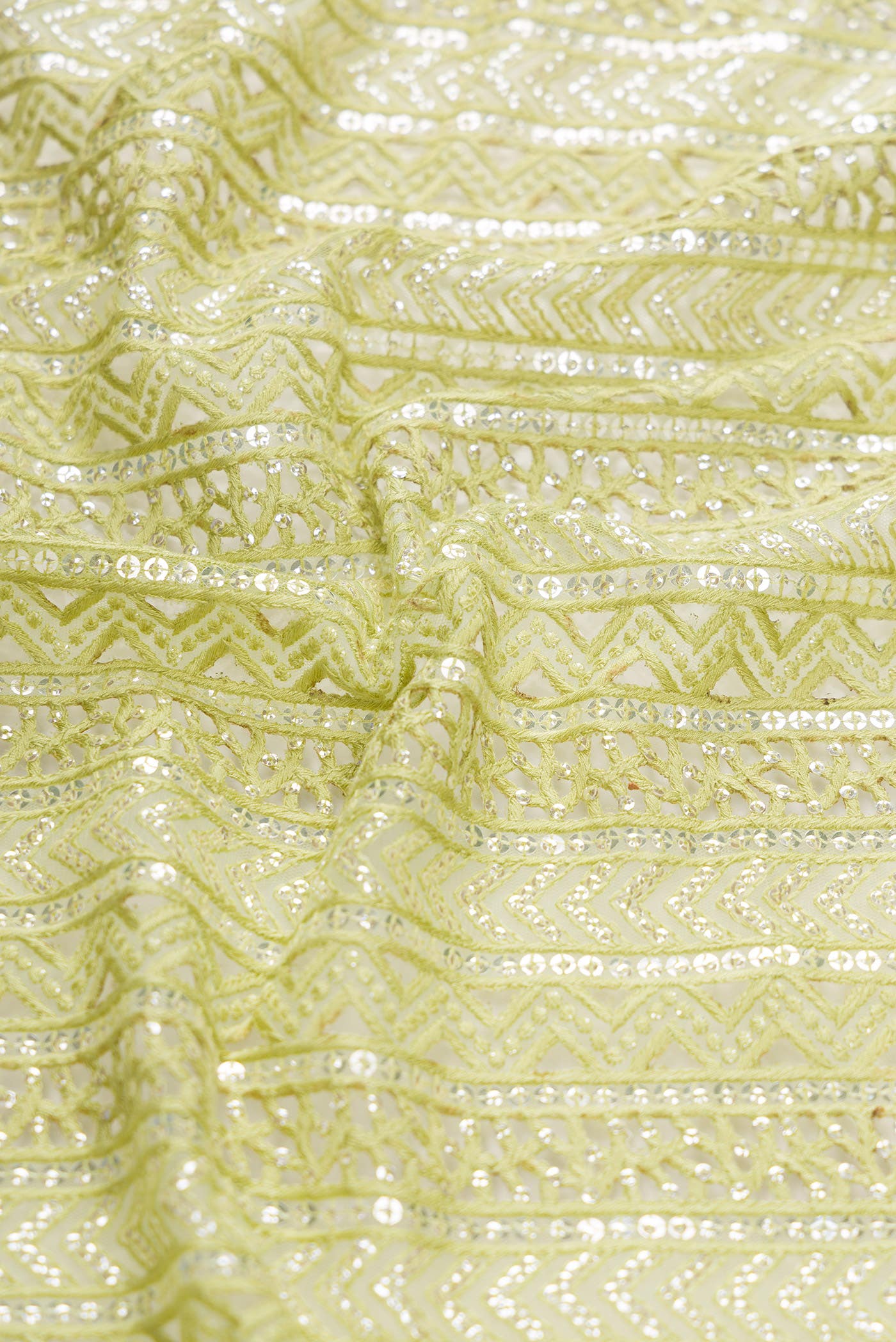 Pista Green Embroidery Net Dress Material