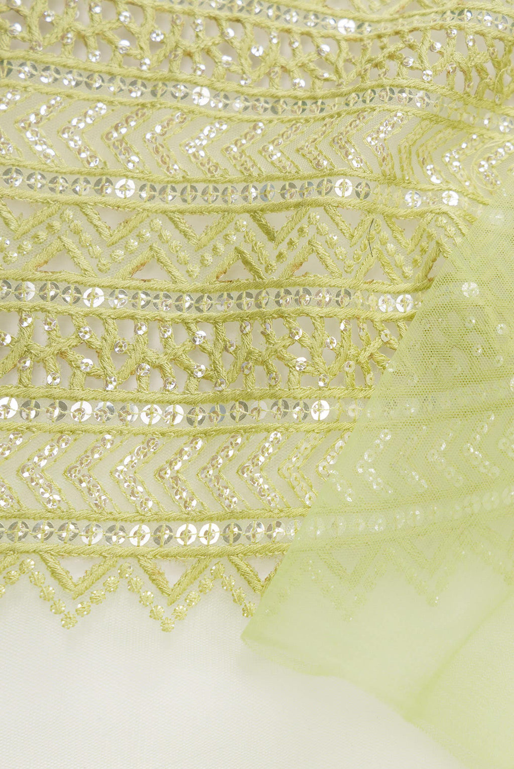 Pista Green Embroidery Net Dress Material