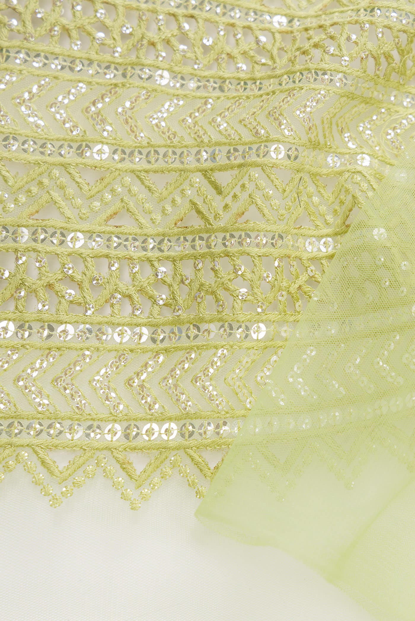 Pista Green Embroidery Net Dress Material