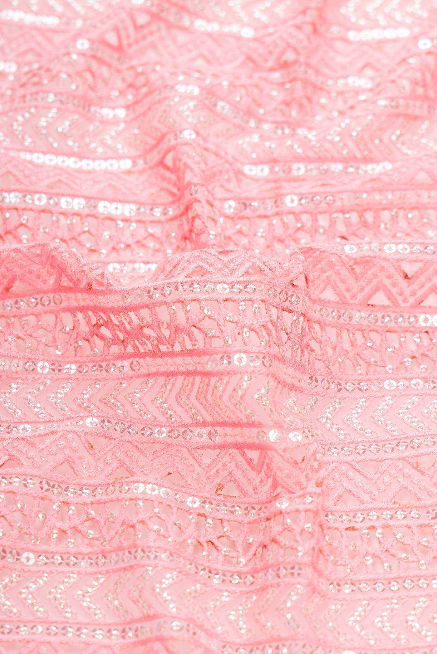 Pink Embroidery Net Dress Material