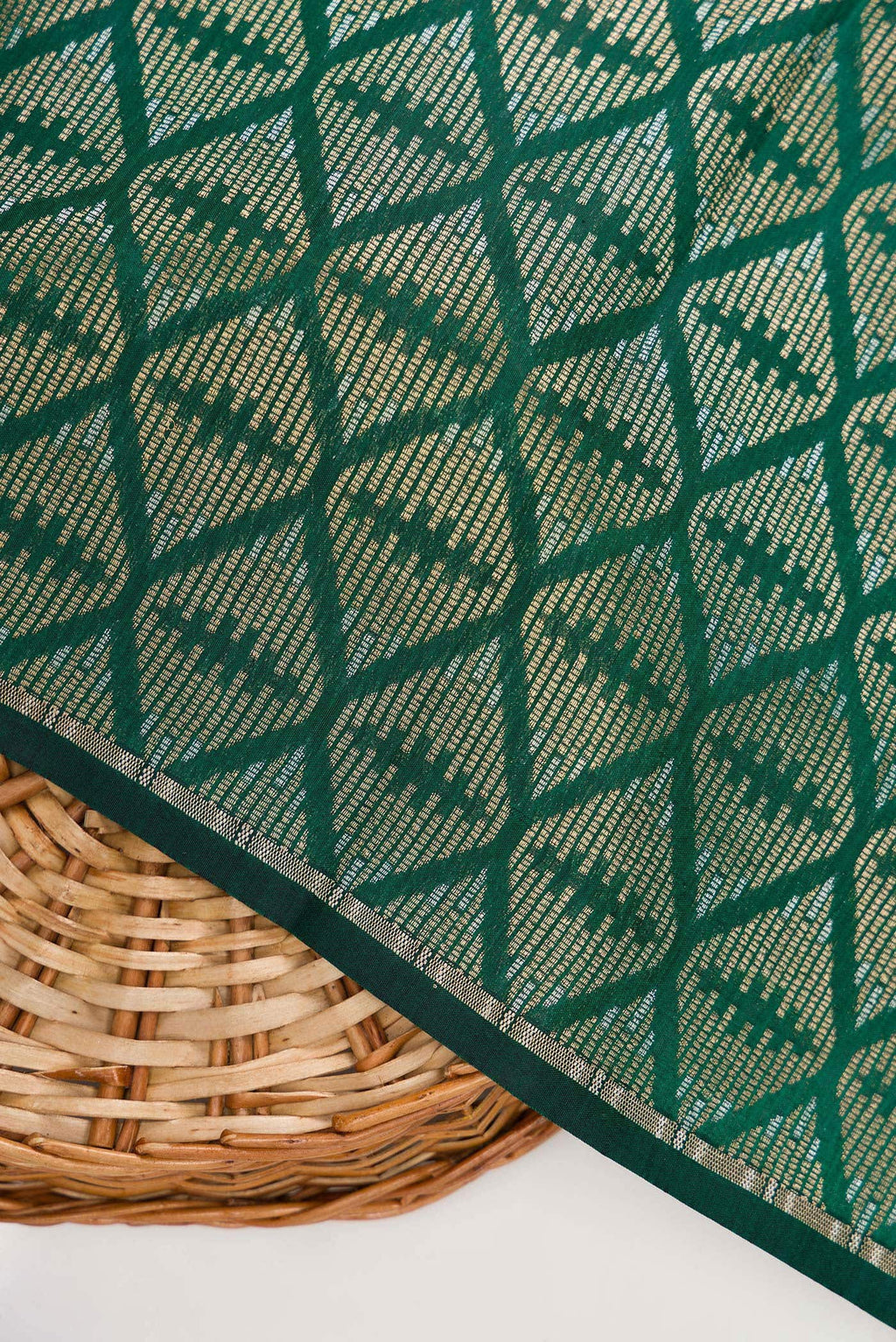 Green Banarasi Silk Dress Material
