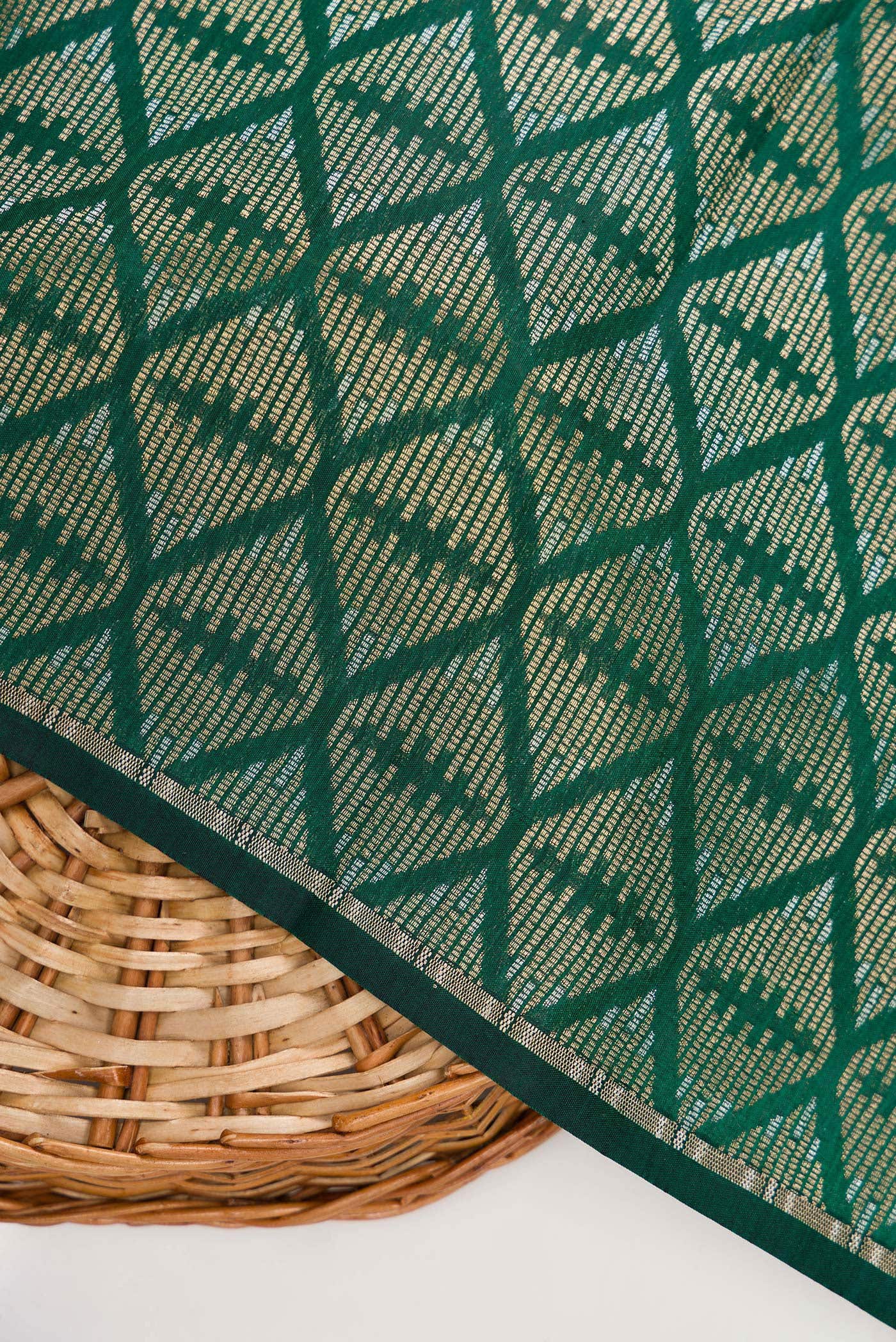 Green Banarasi Silk Dress Material