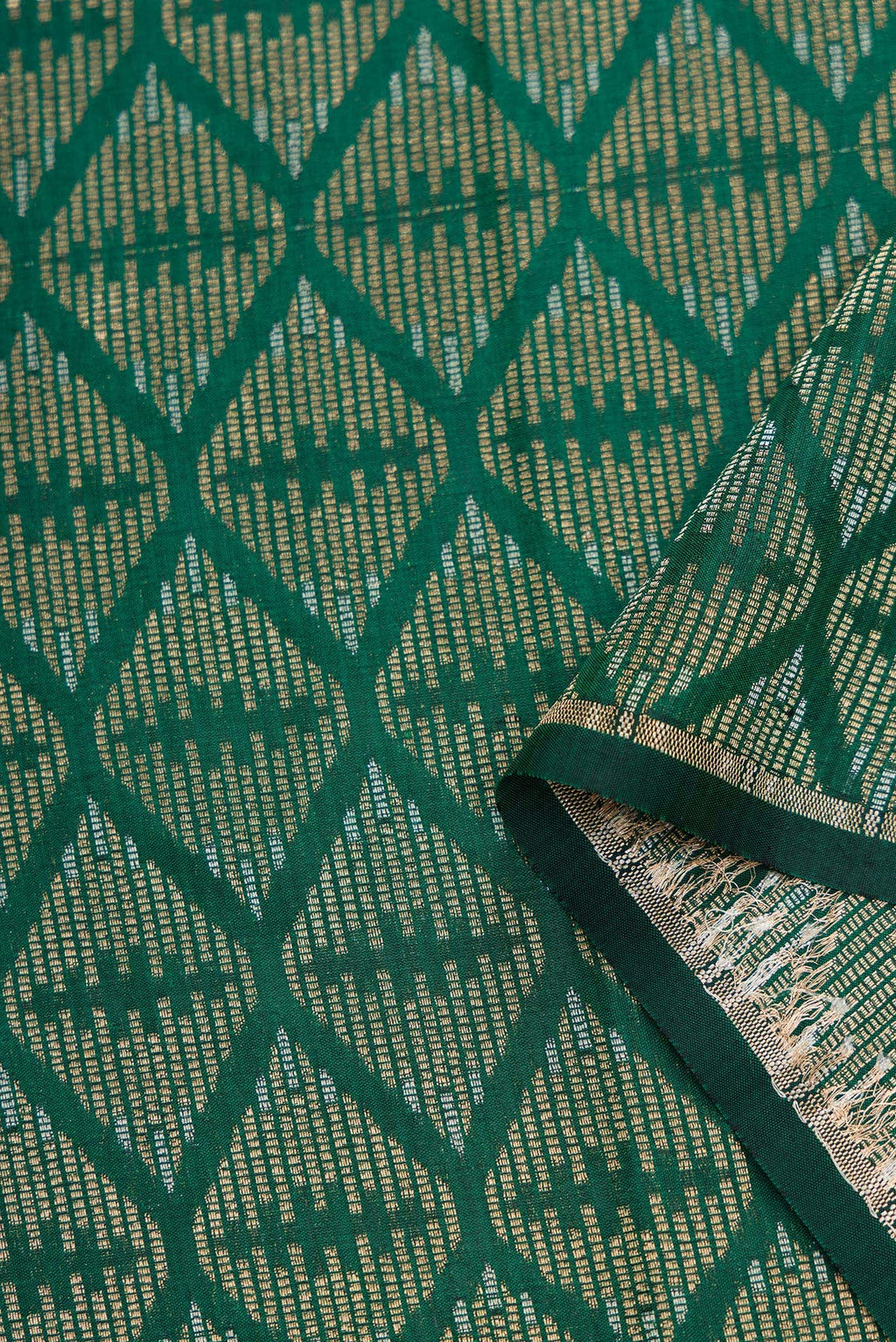Green Banarasi Silk Dress Material