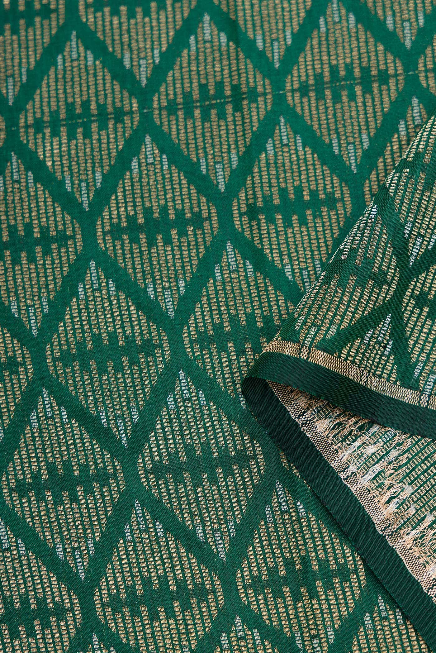 Green Banarasi Silk Dress Material