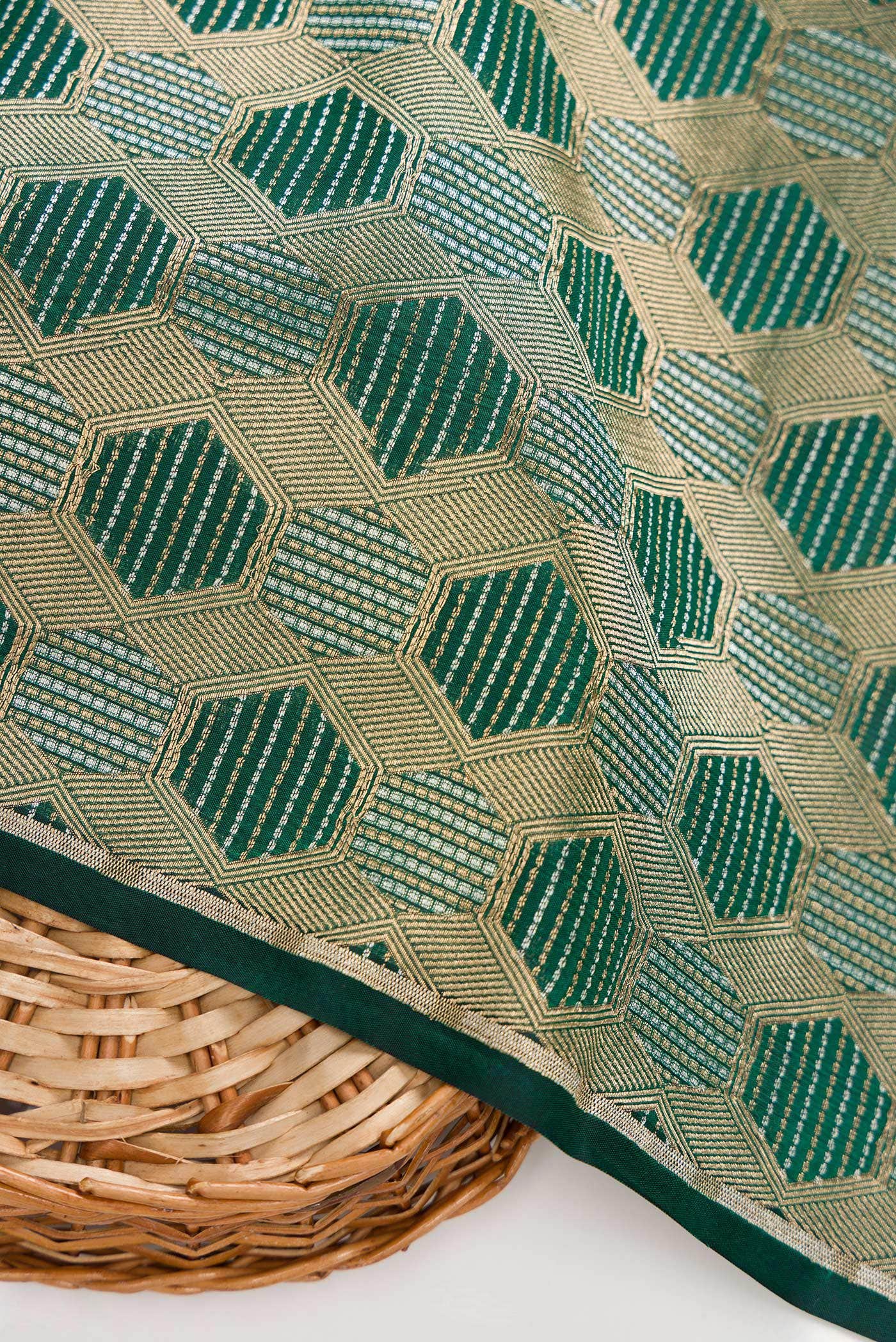 Green Banarasi Silk Dress Material