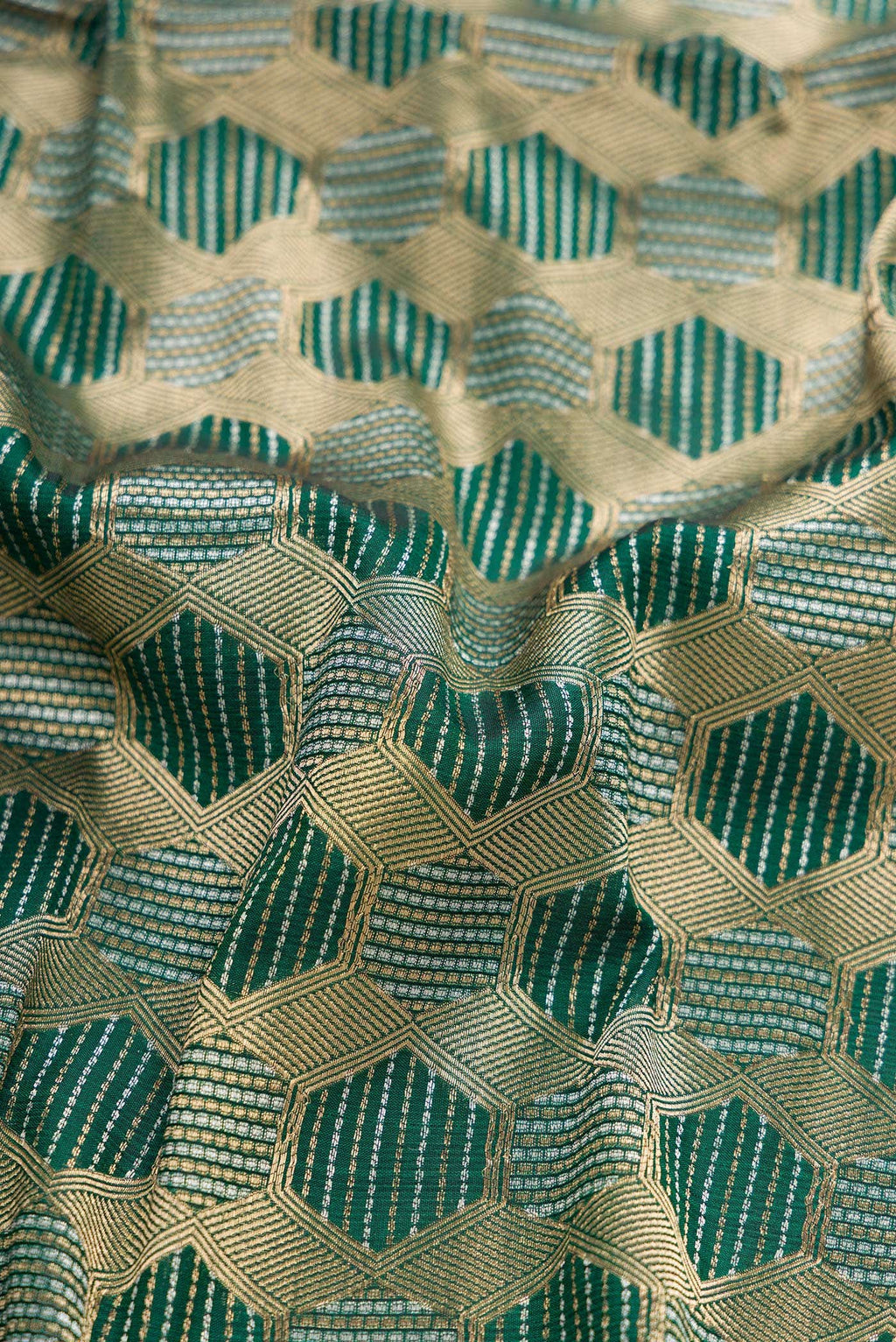 Green Banarasi Silk Dress Material