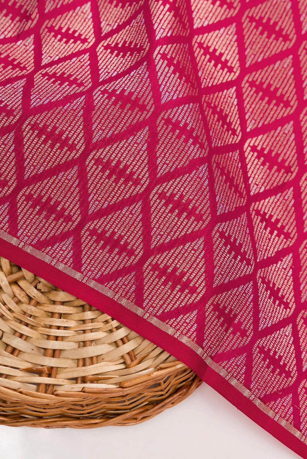 Dark Pink Banarasi Silk Dress Material