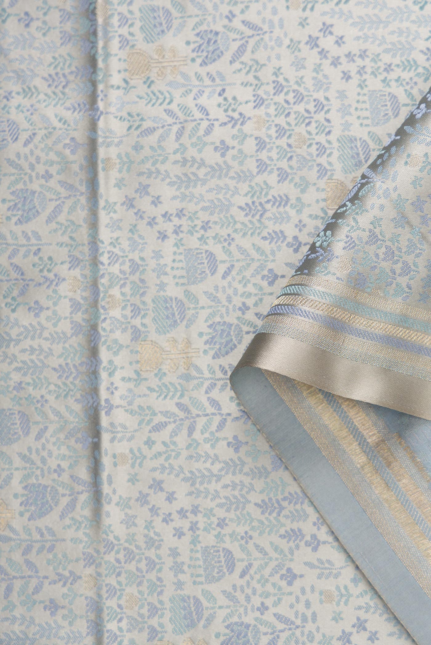 Grey Banarasi Silk Dress Material