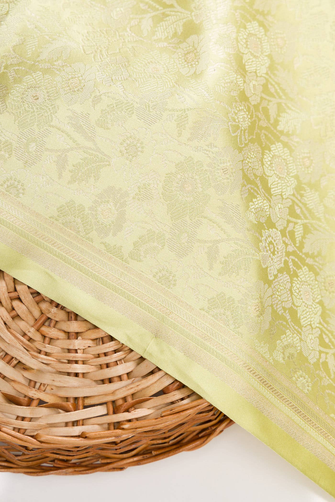 Pista Green Banarasi Silk Dress Material