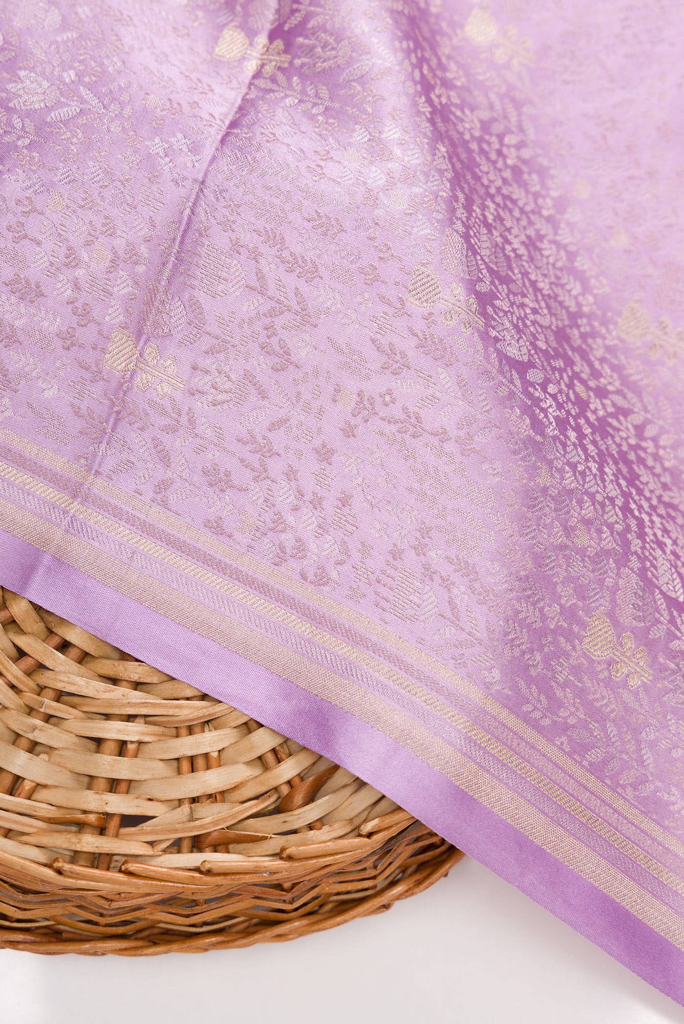Lavender Banarasi Silk Dress Material