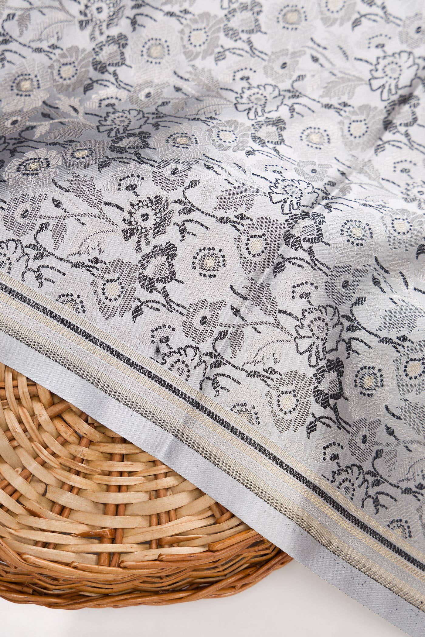 Grey Banarasi Silk Dress Material