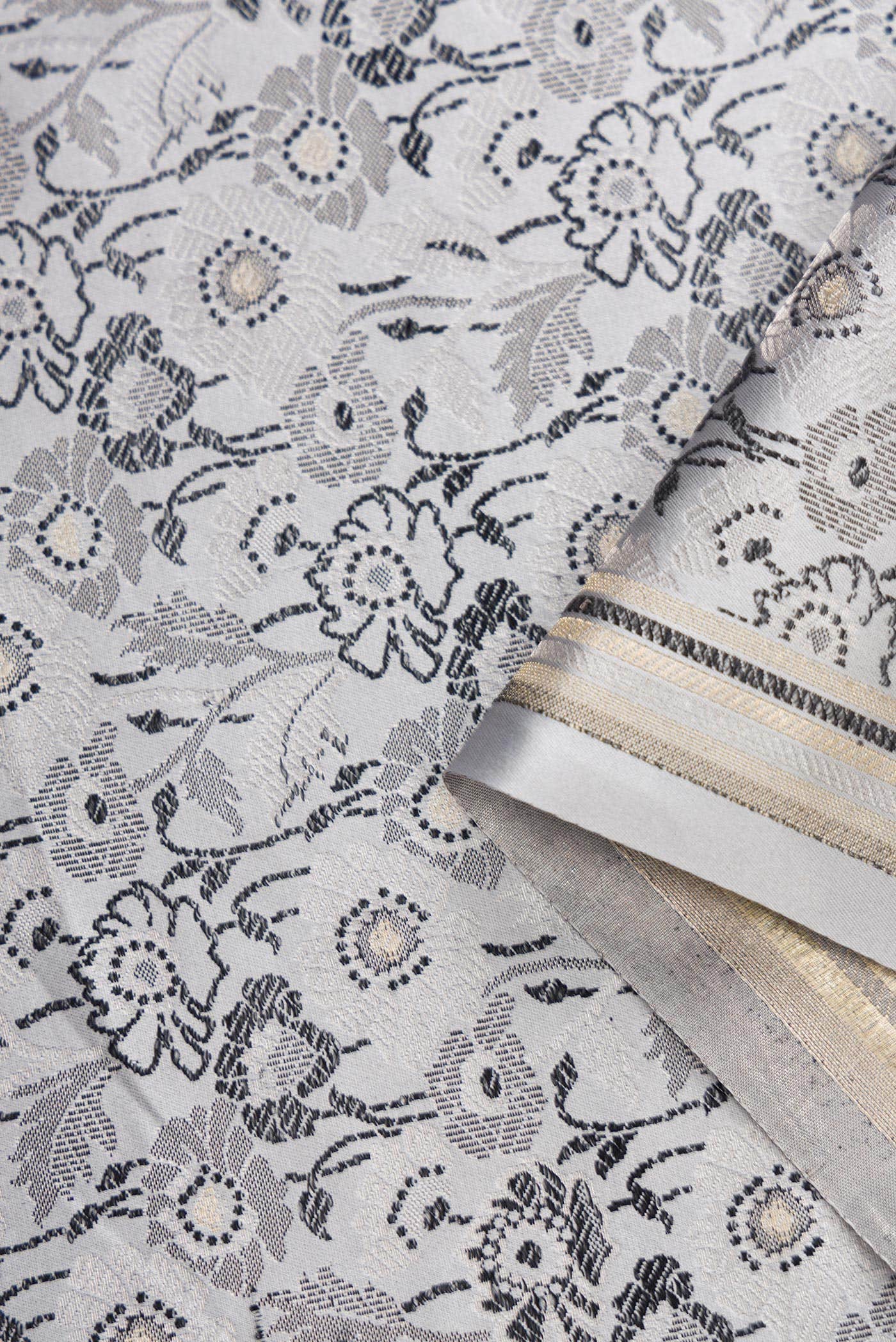 Grey Banarasi Silk Dress Material