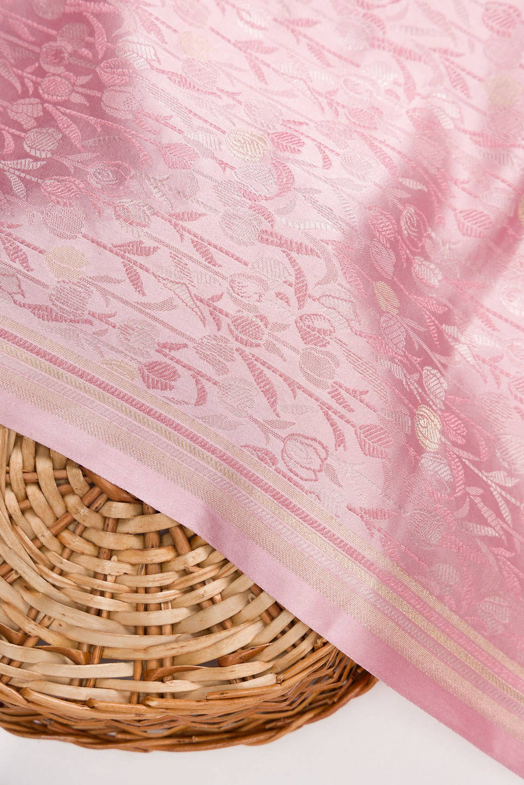 Golden Peach Banarasi Silk Dress Material