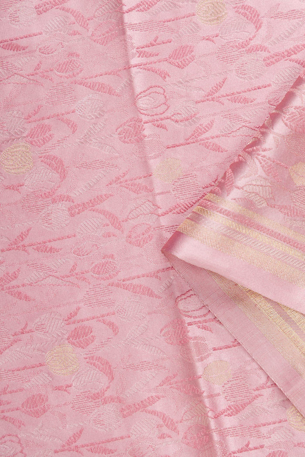 Golden Peach Banarasi Silk Dress Material