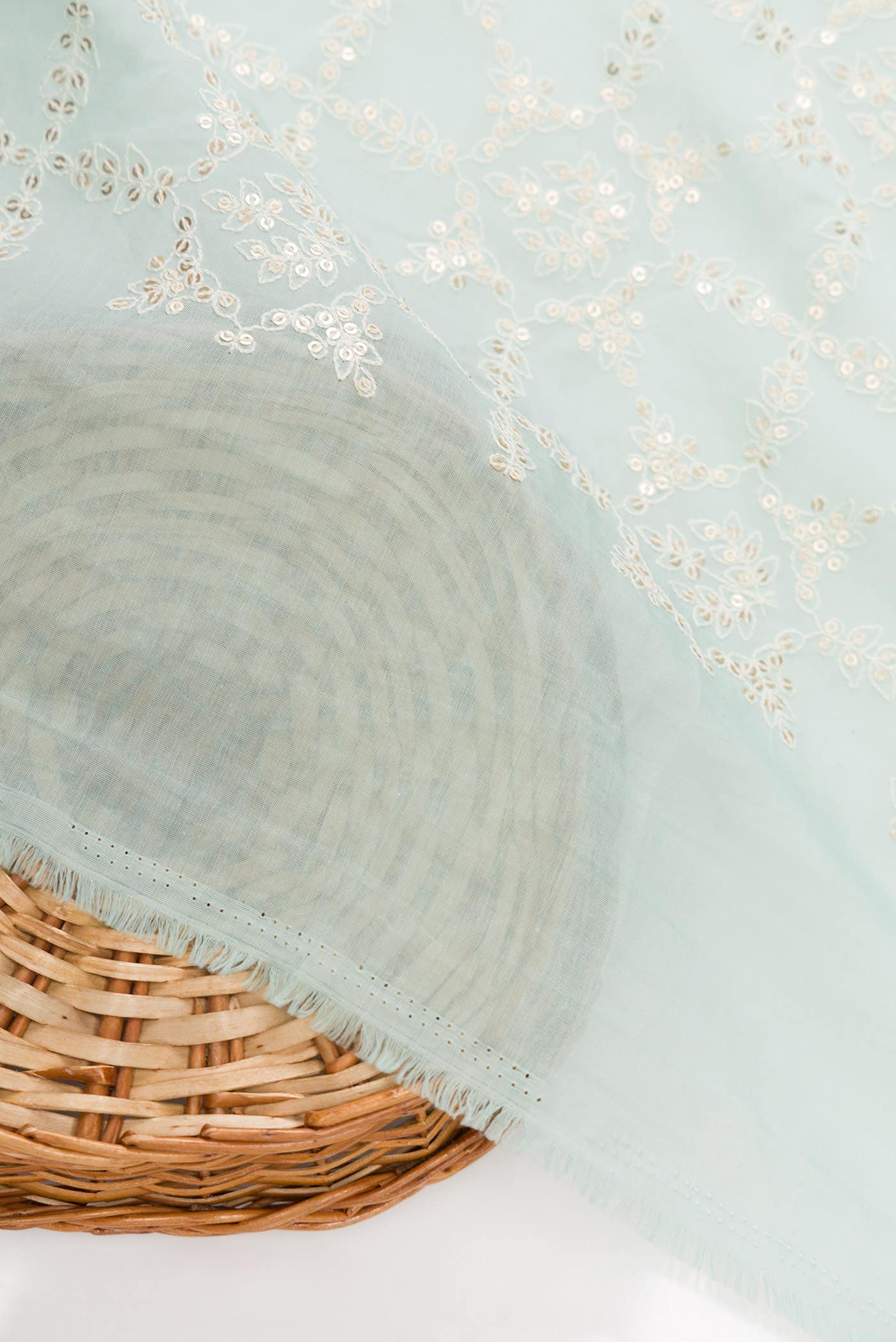 Light Blue Chanderi Silk Dress Material