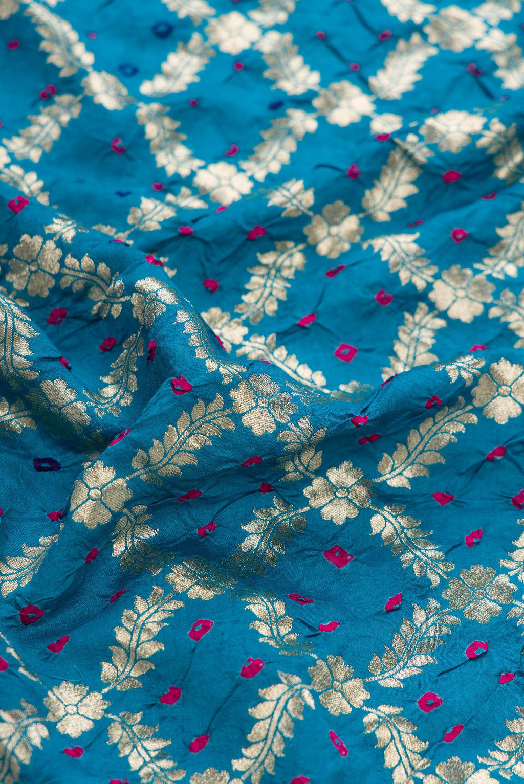 Blue Bandhani Silk Dress Material