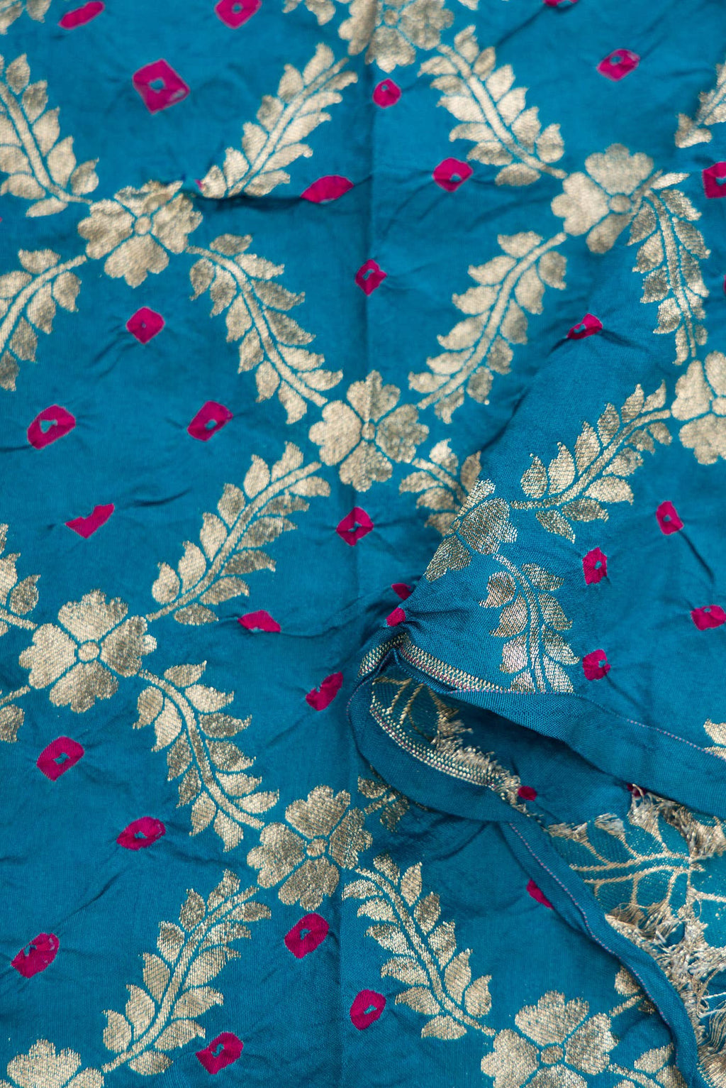 Blue Bandhani Silk Dress Material
