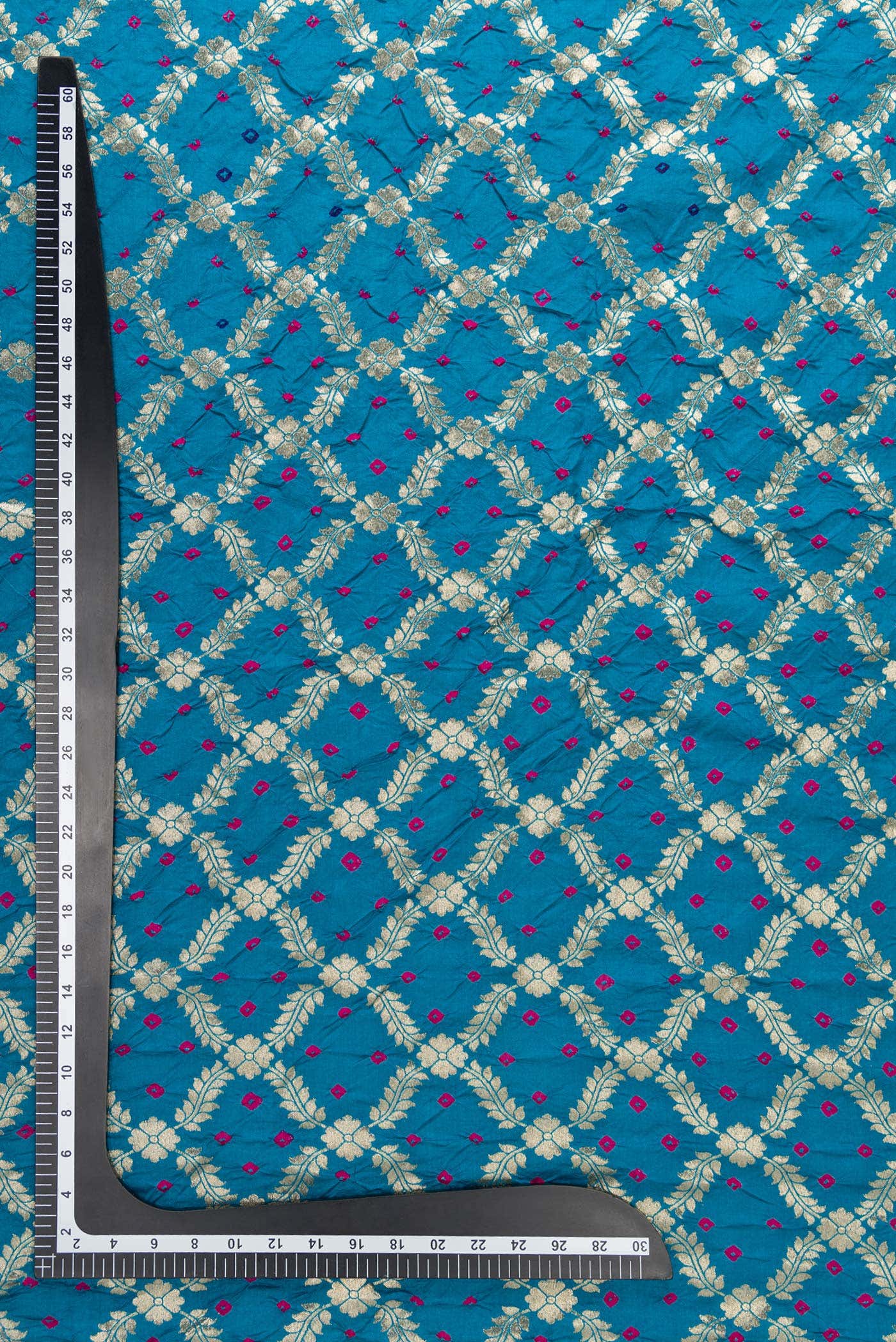 Blue Bandhani Silk Dress Material