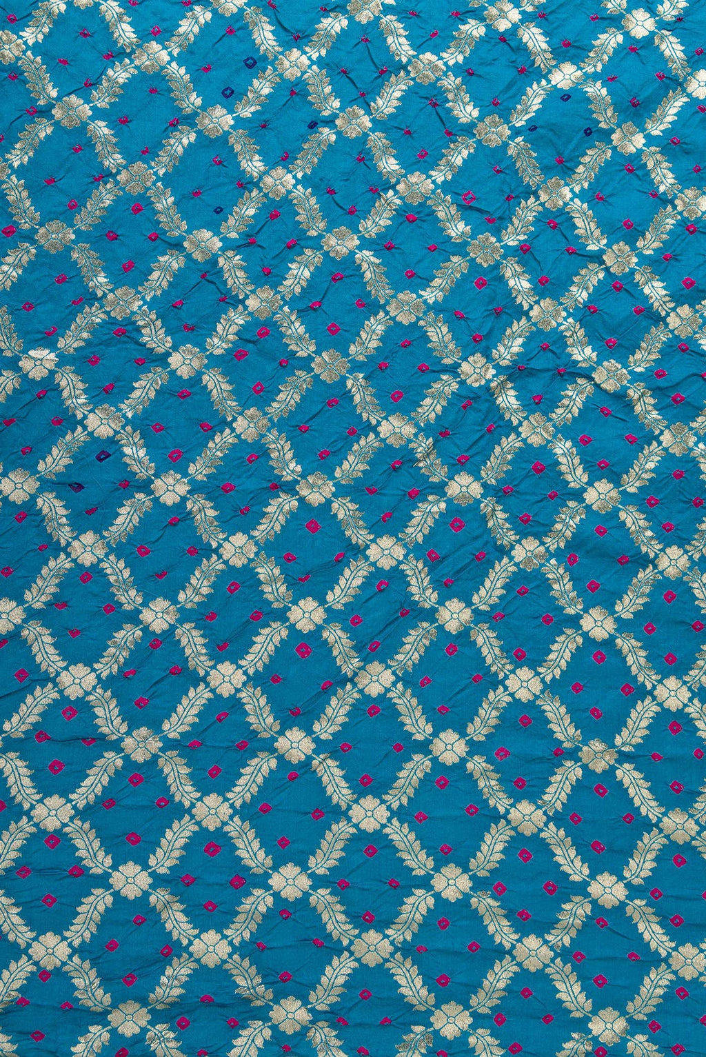 Blue Bandhani Silk Dress Material
