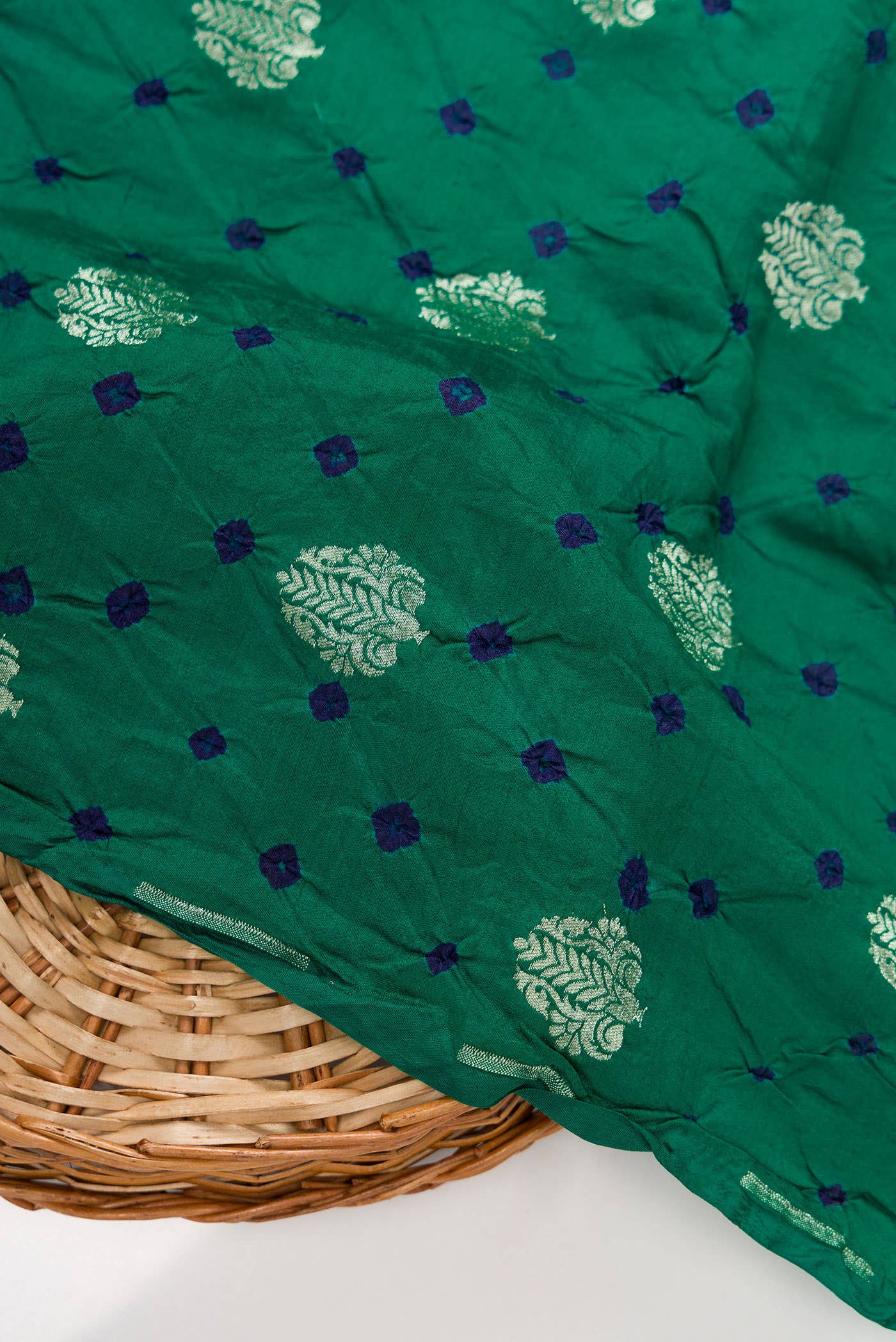 Green Bandhani Silk Dress Material