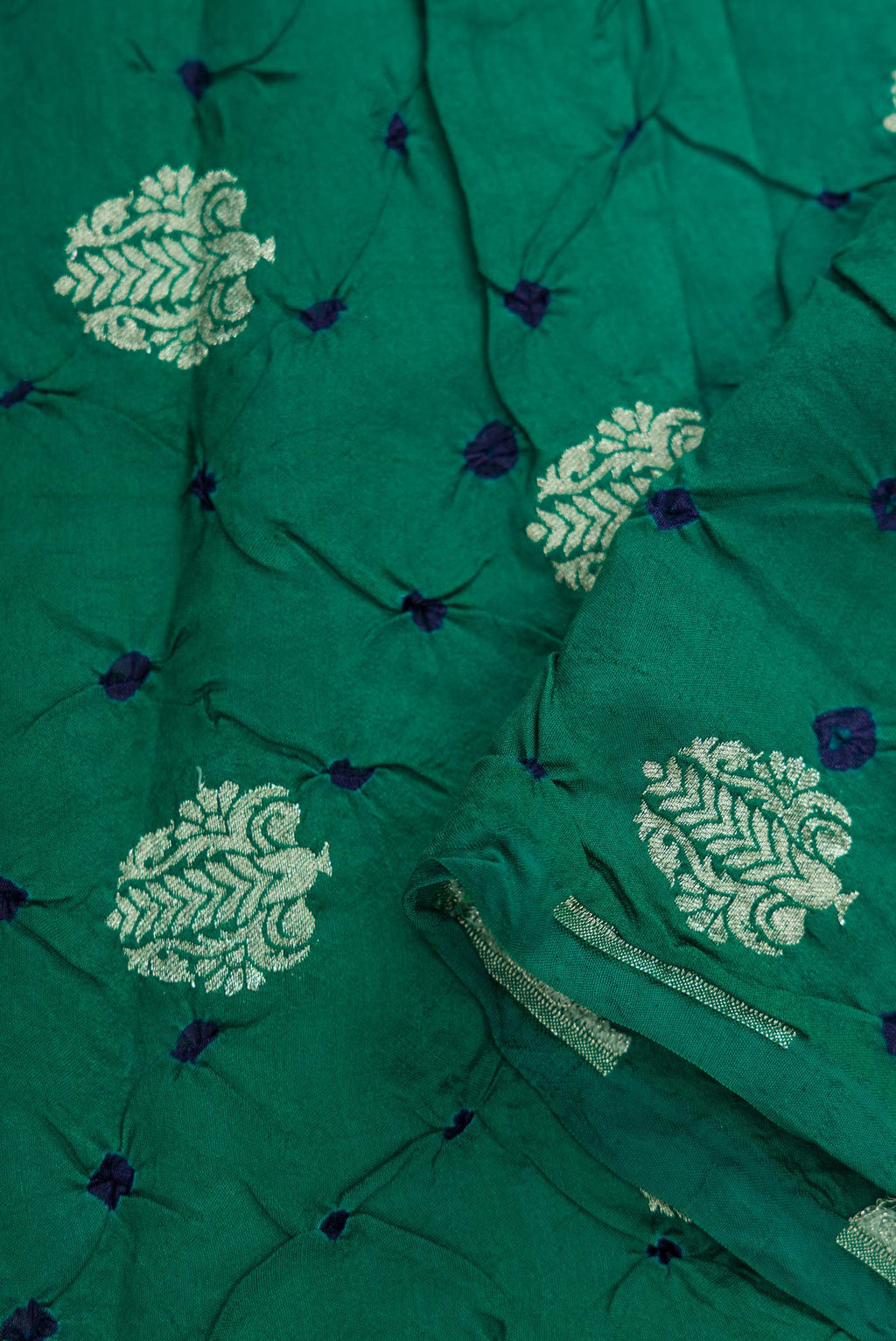 Green Bandhani Silk Dress Material