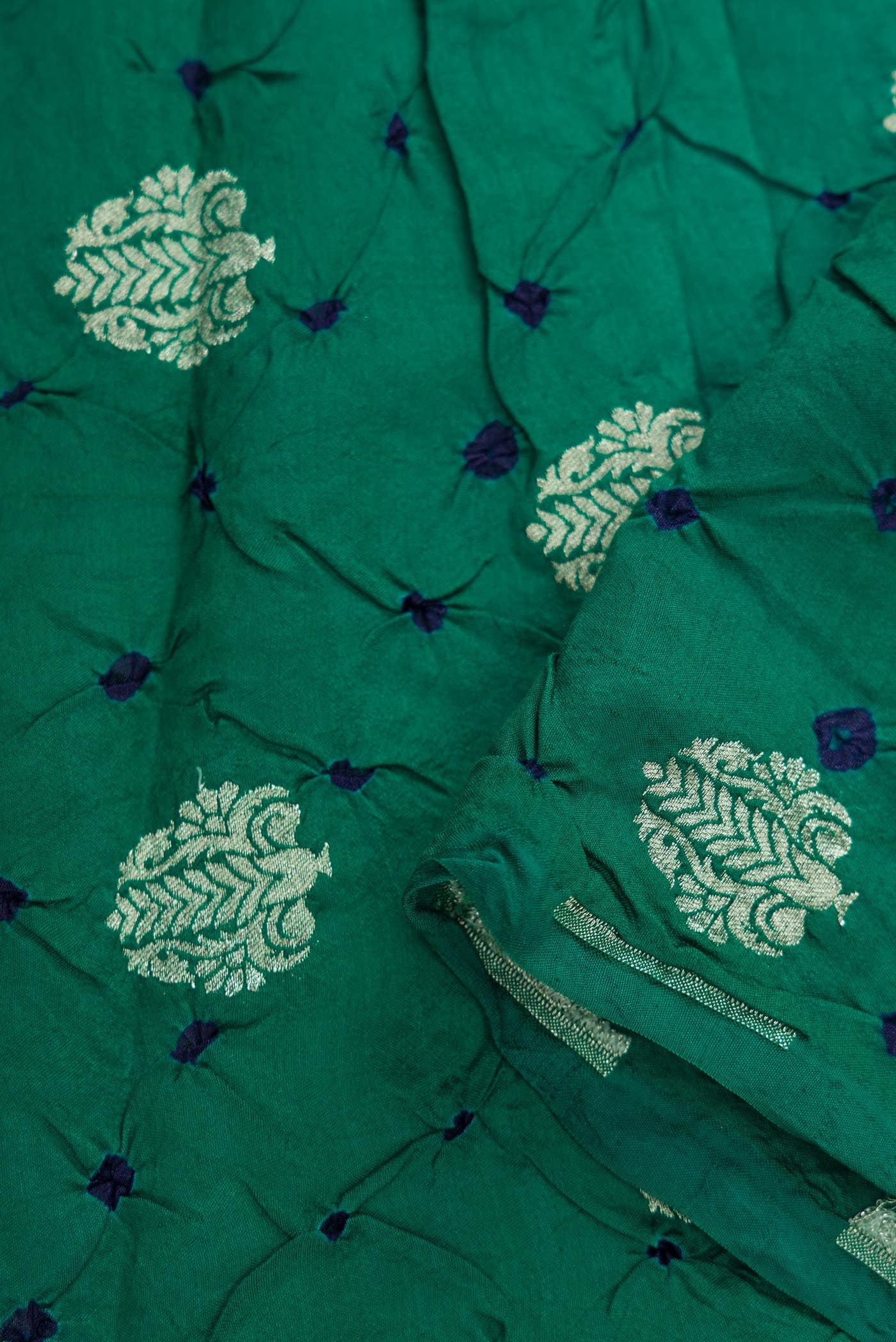 Green Bandhani Silk Dress Material