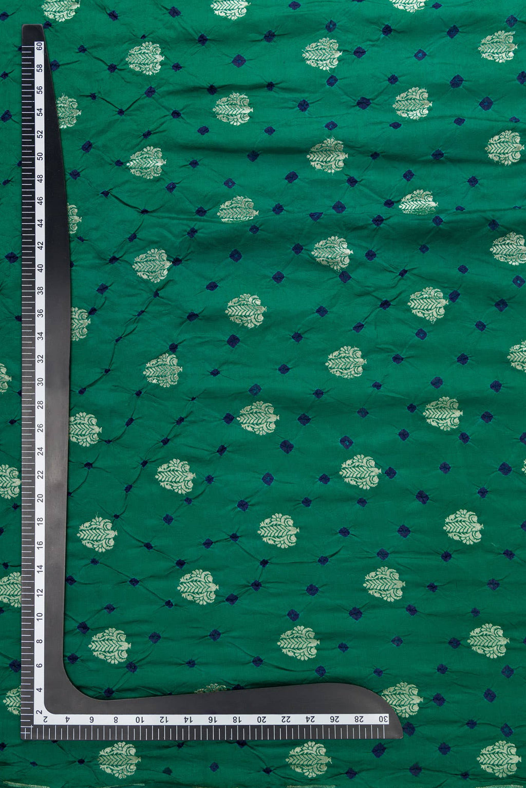 Green Bandhani Silk Dress Material