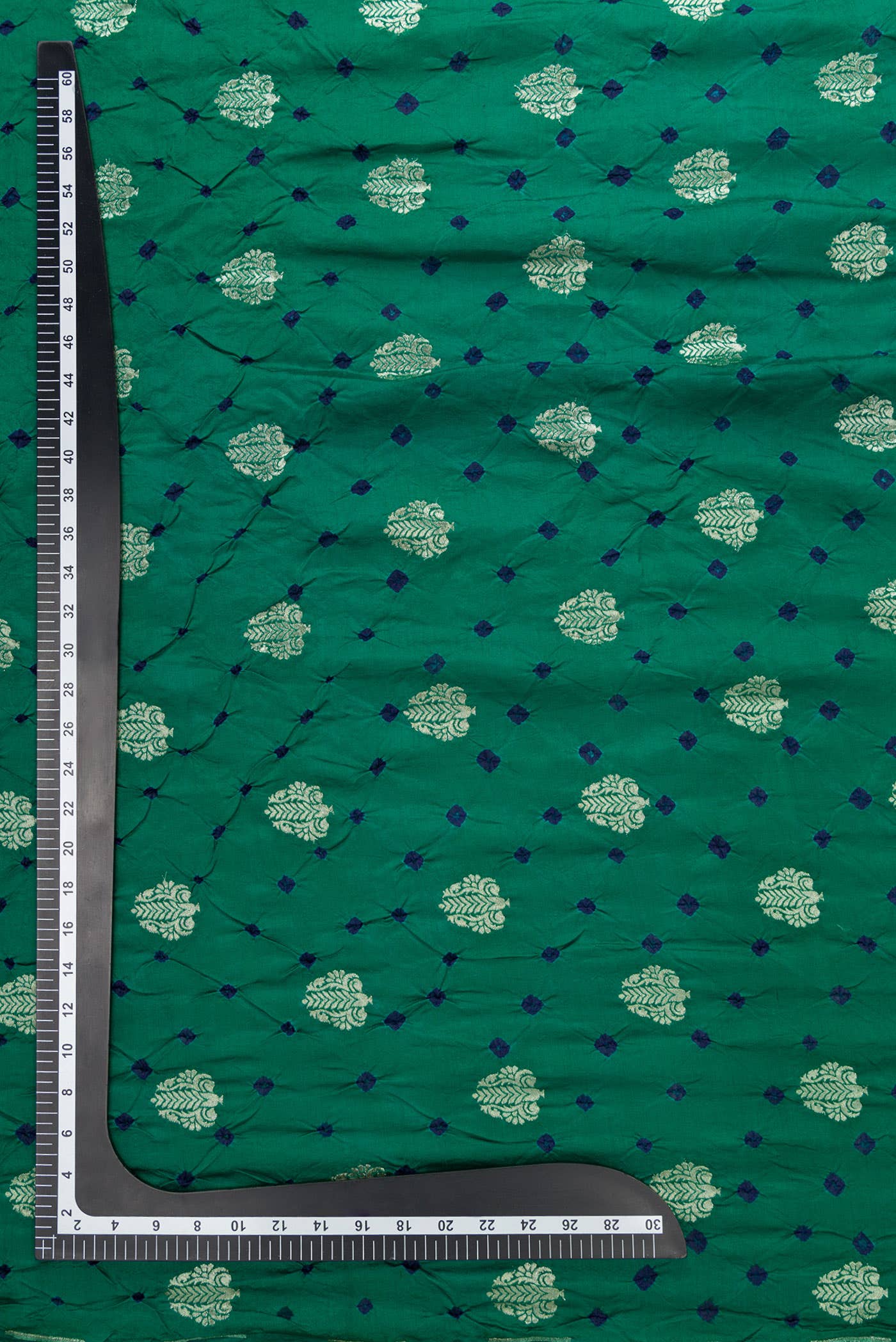 Green Bandhani Silk Dress Material