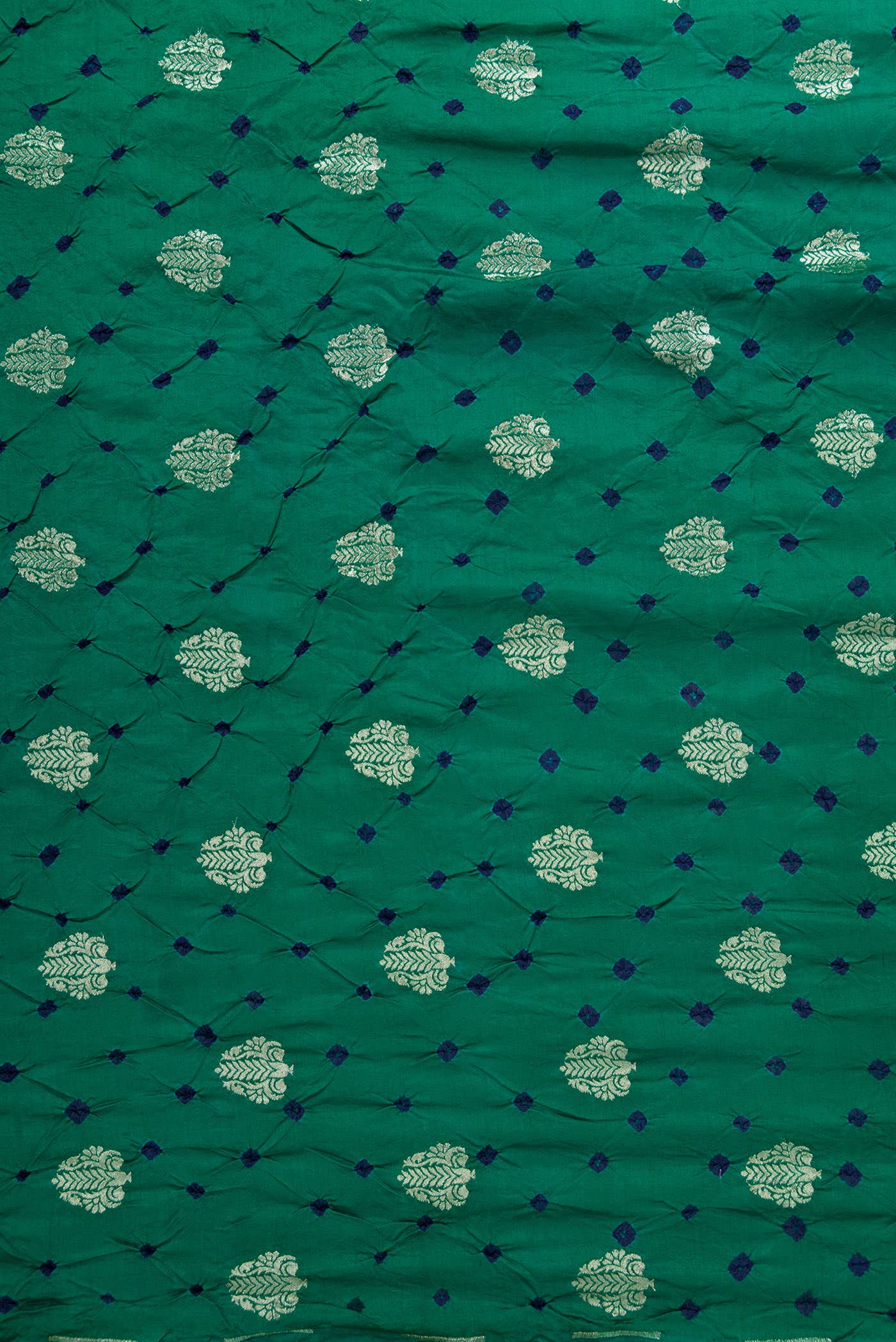 Green Bandhani Silk Dress Material
