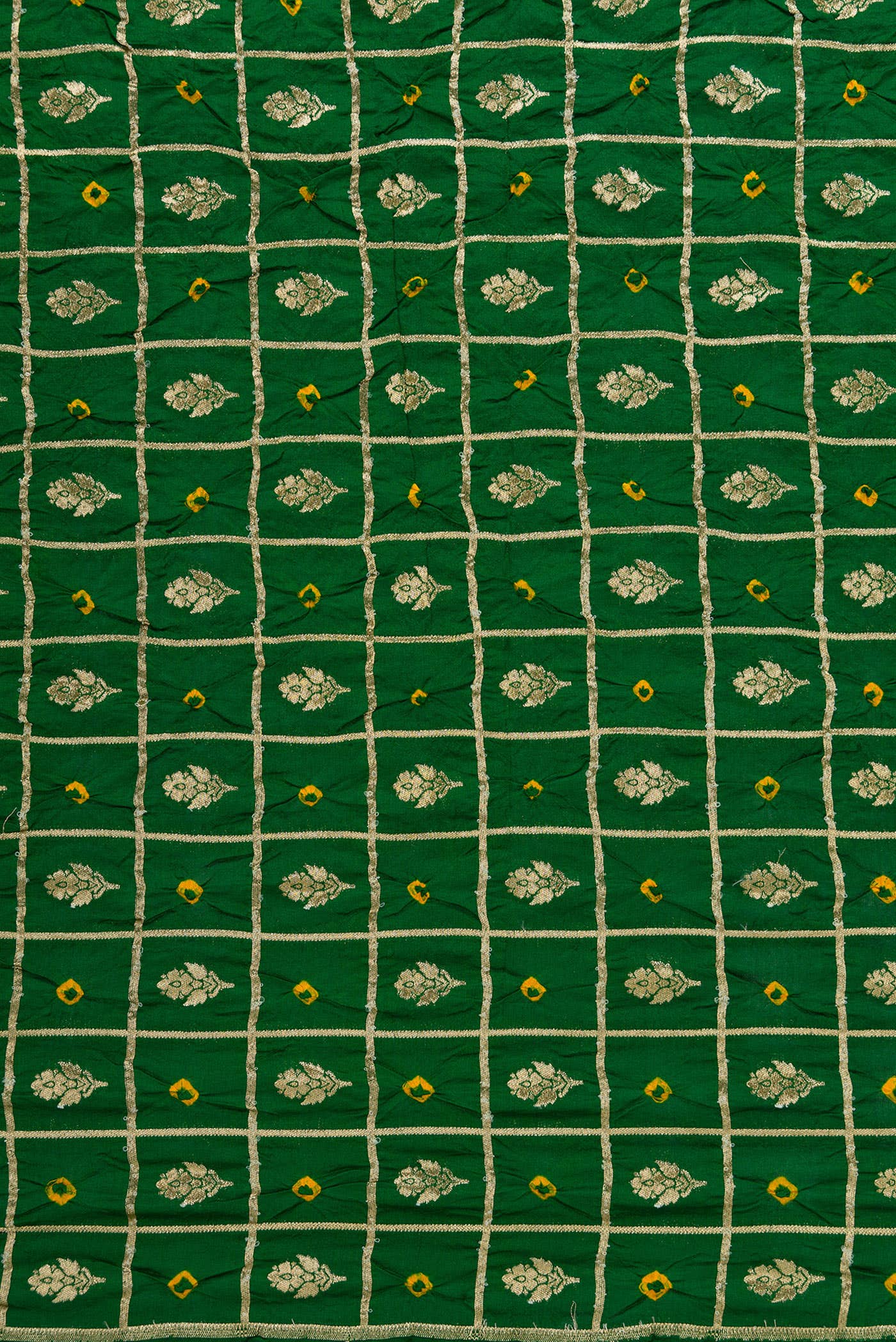 Green Bandhani Silk Dress Material