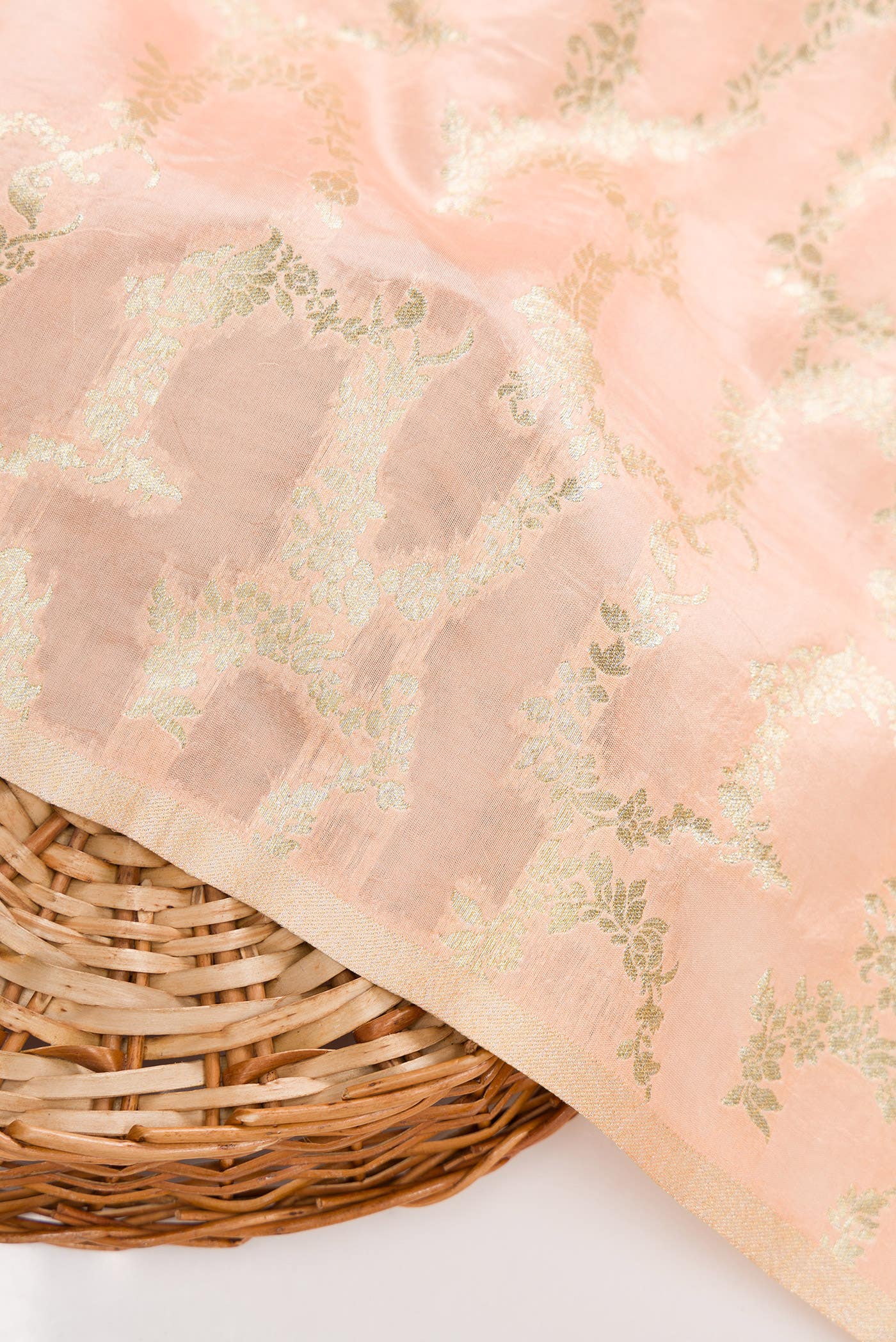Peach Banarasi Silk Dress Material