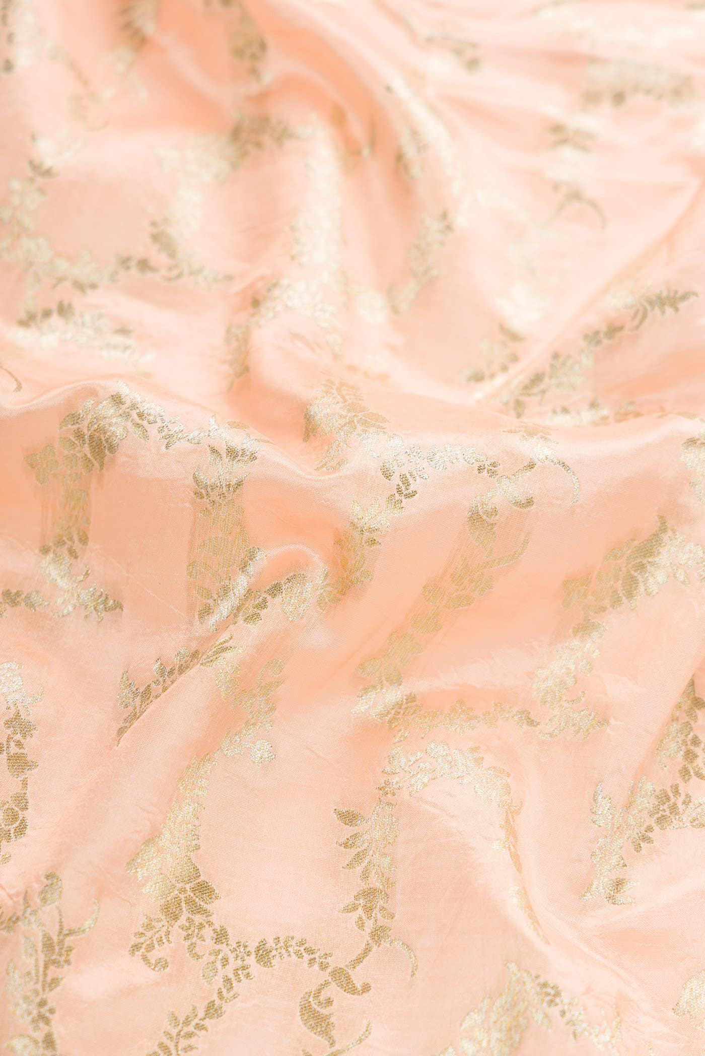 Peach Banarasi Silk Dress Material
